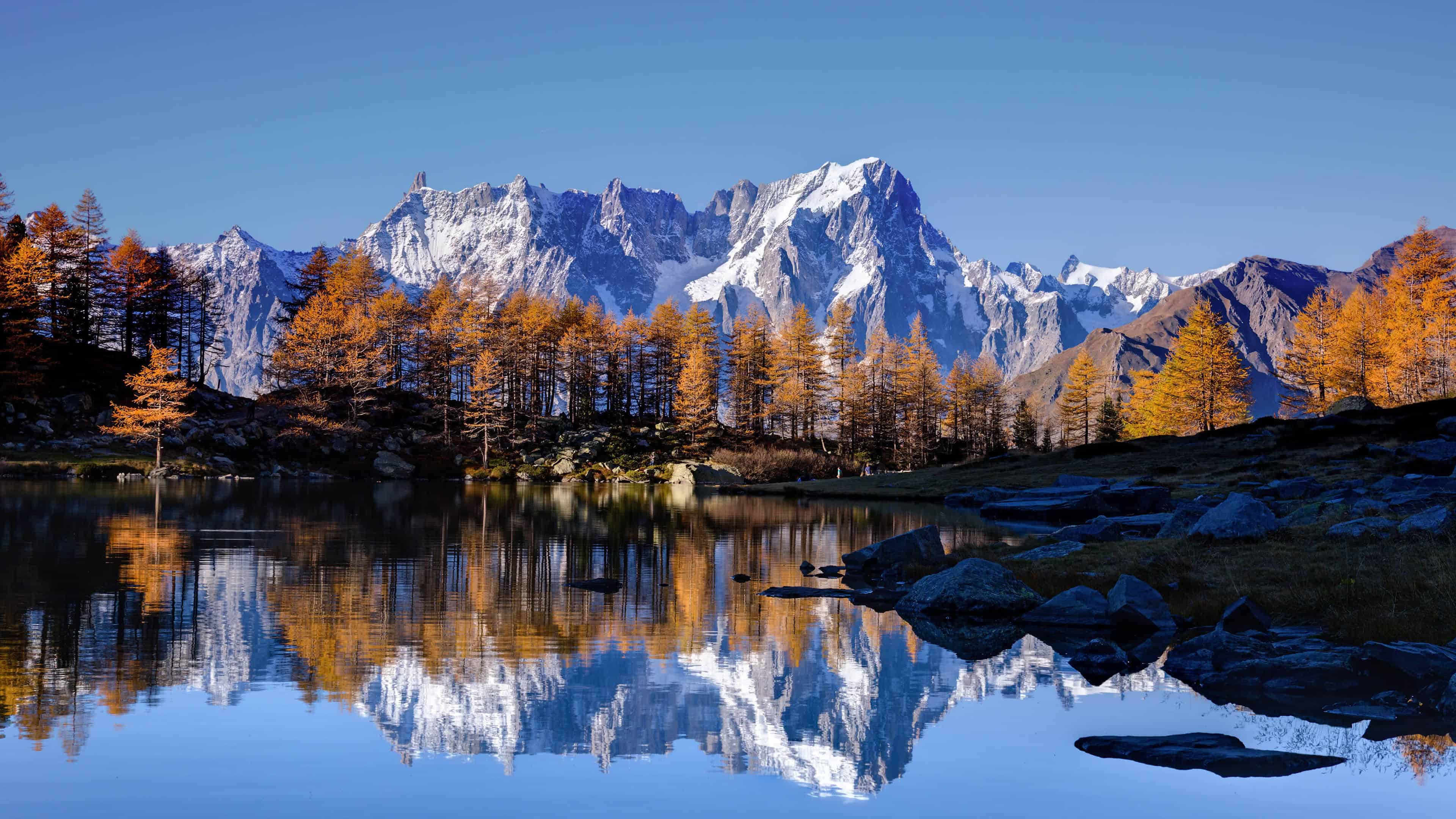 Mont Blanc Mountains In Autumn UHD 4K Wallpaper