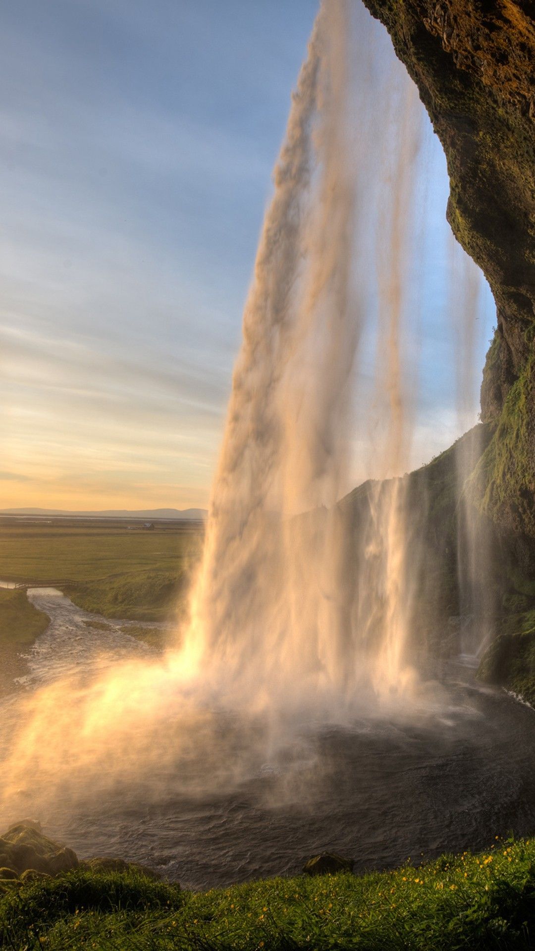 Seljalandsfoss Waterfall Iceland Smartphone Wallpaper and Lockscreen HD. Pemandangan, Air terjun, Air