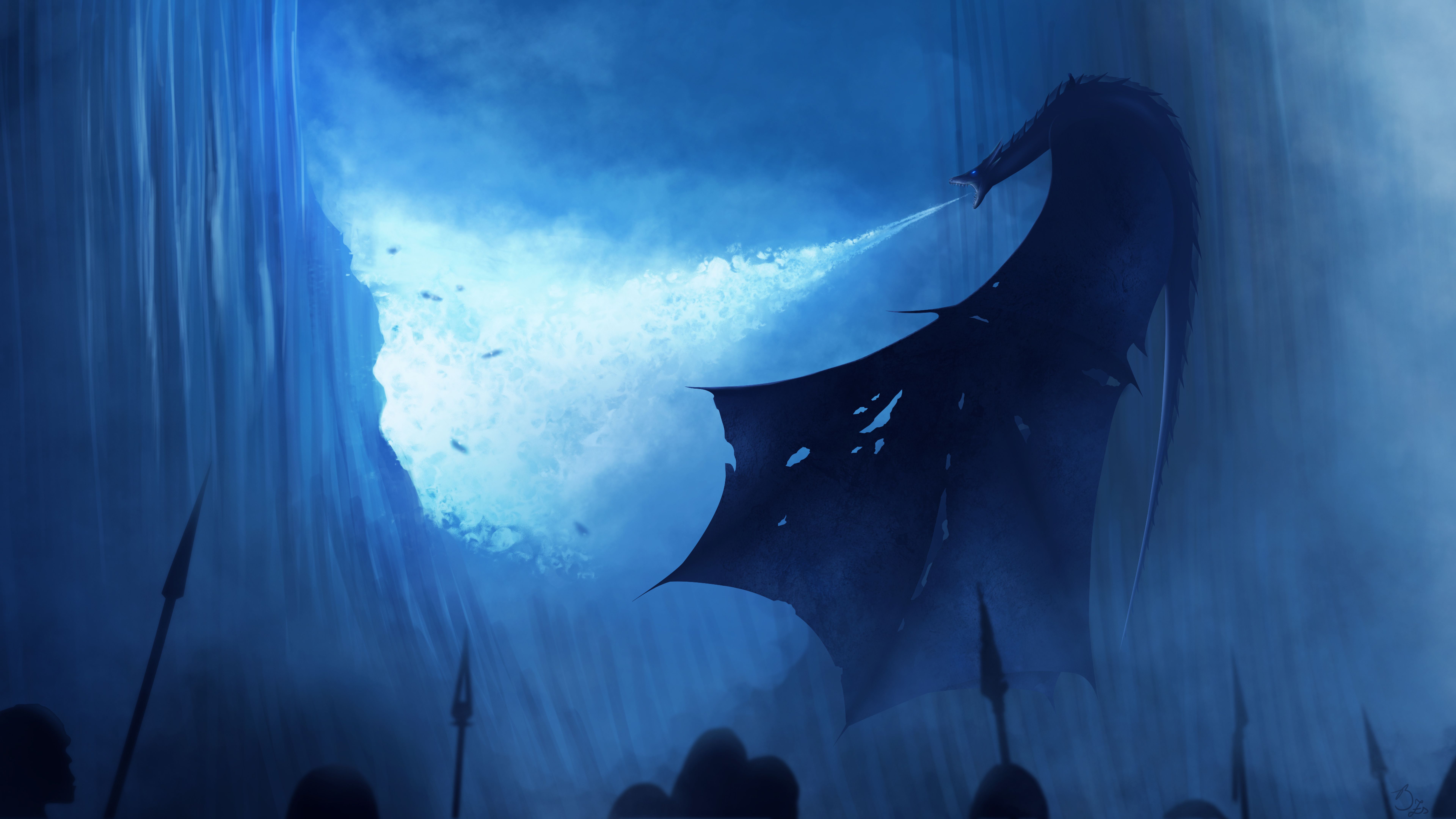 White Walker Ice Dragon Breaking The Wall 8K Wallpaper, HD Movies 4K Wallpaper, Image, Photo and Background