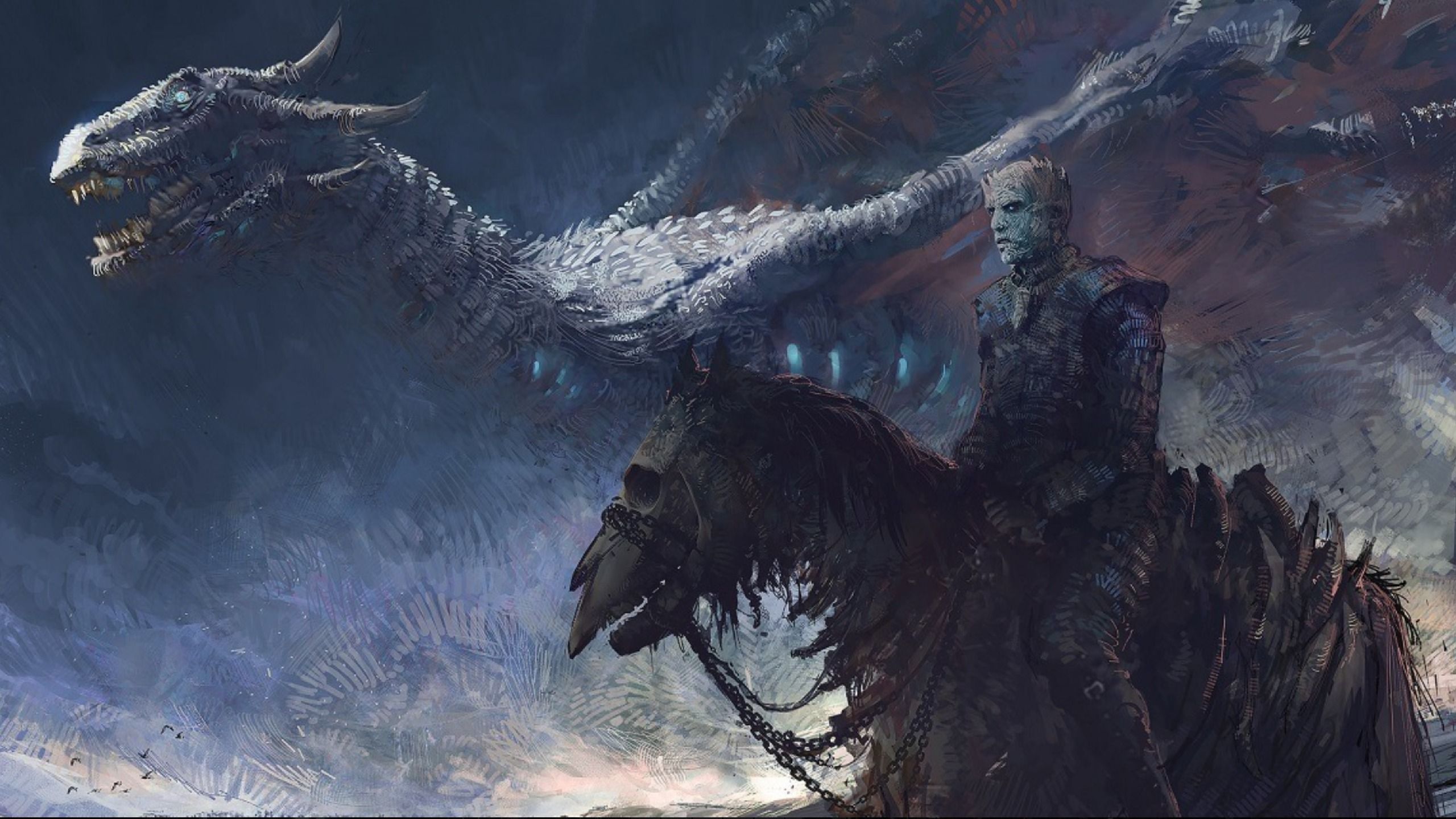 Game Of Thrones 7 White Walker And Ice Dragon Art 1440P Resolution Wallpaper, HD Artist 4K Wallpaper, Image, Photo and Background