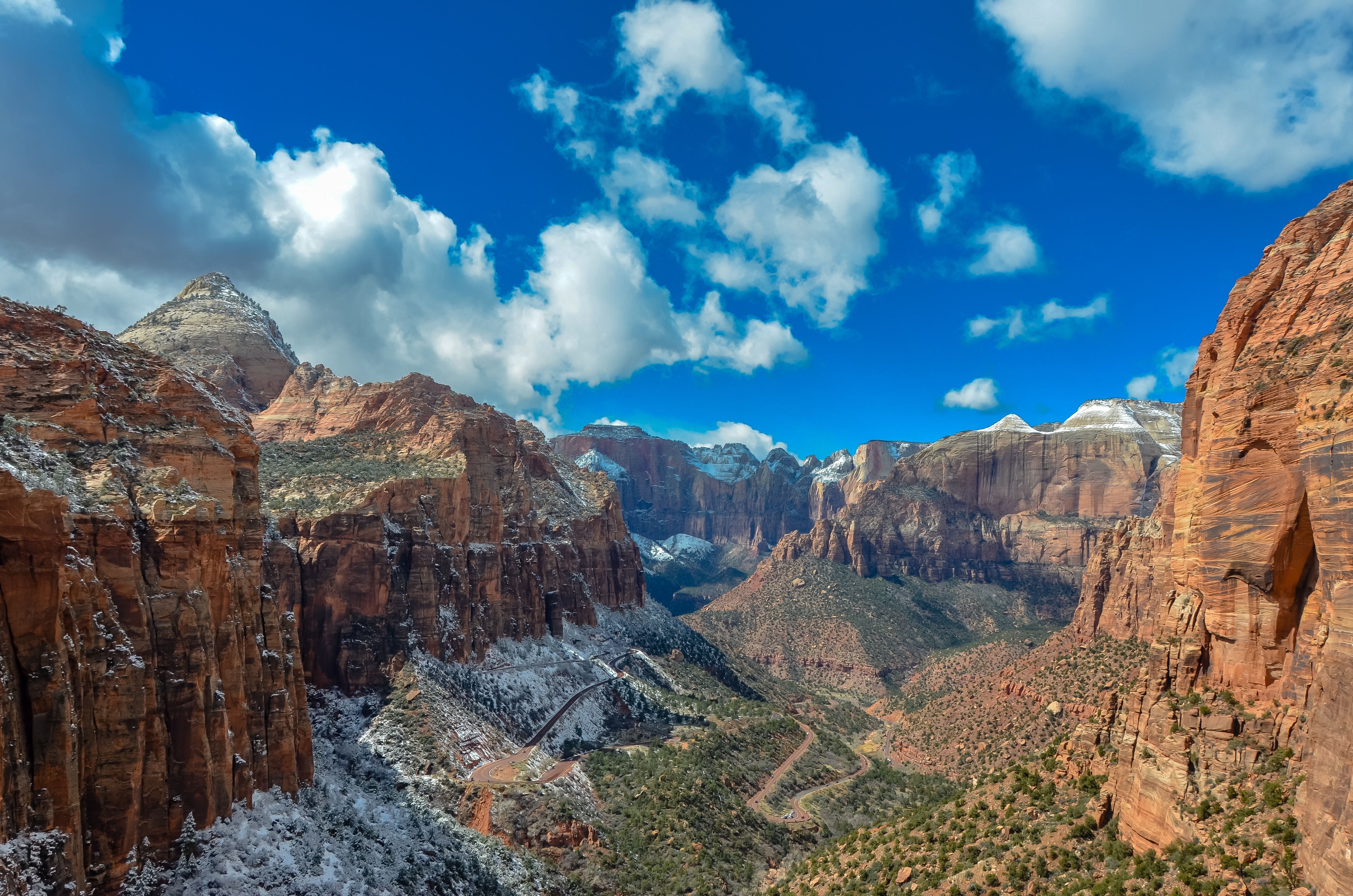Wallpaper Canyon Overlook Trail, Zion National Park, Utah, USA, Clouds, 4K, Nature,. Wallpaper for iPhone, Android, Mobile and Desktop