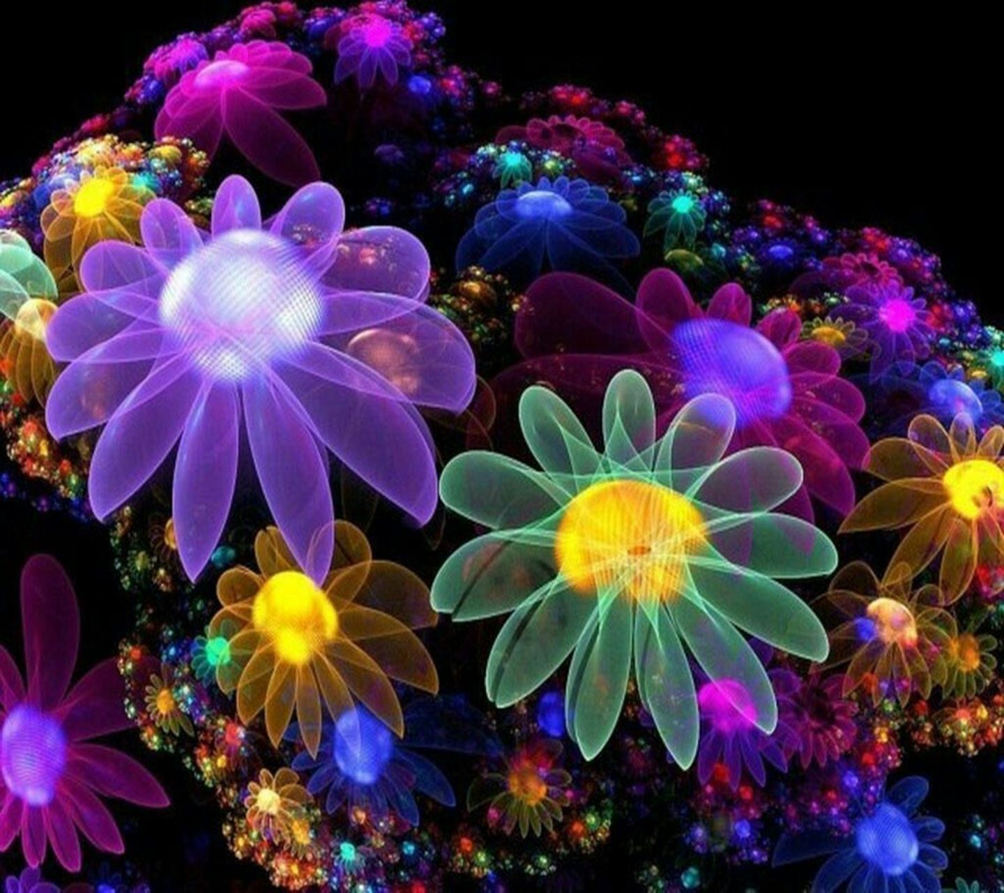 neon flowers. Neon flowers, Flower art, Fractal art