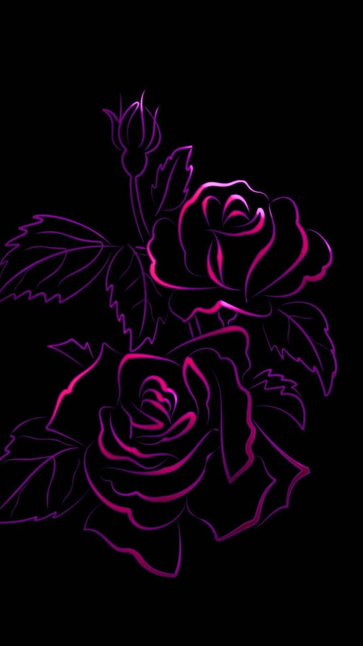 Neon Rose Flower Wallpaper
