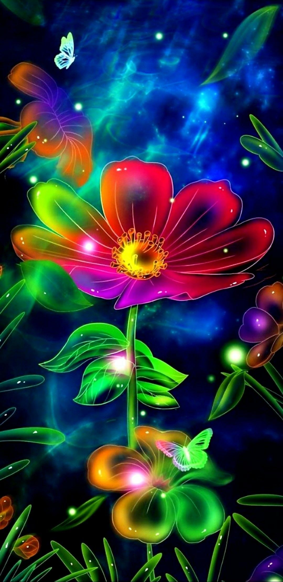 Neon flower. Abstract art image, Flower phone wallpaper, Neon flowers