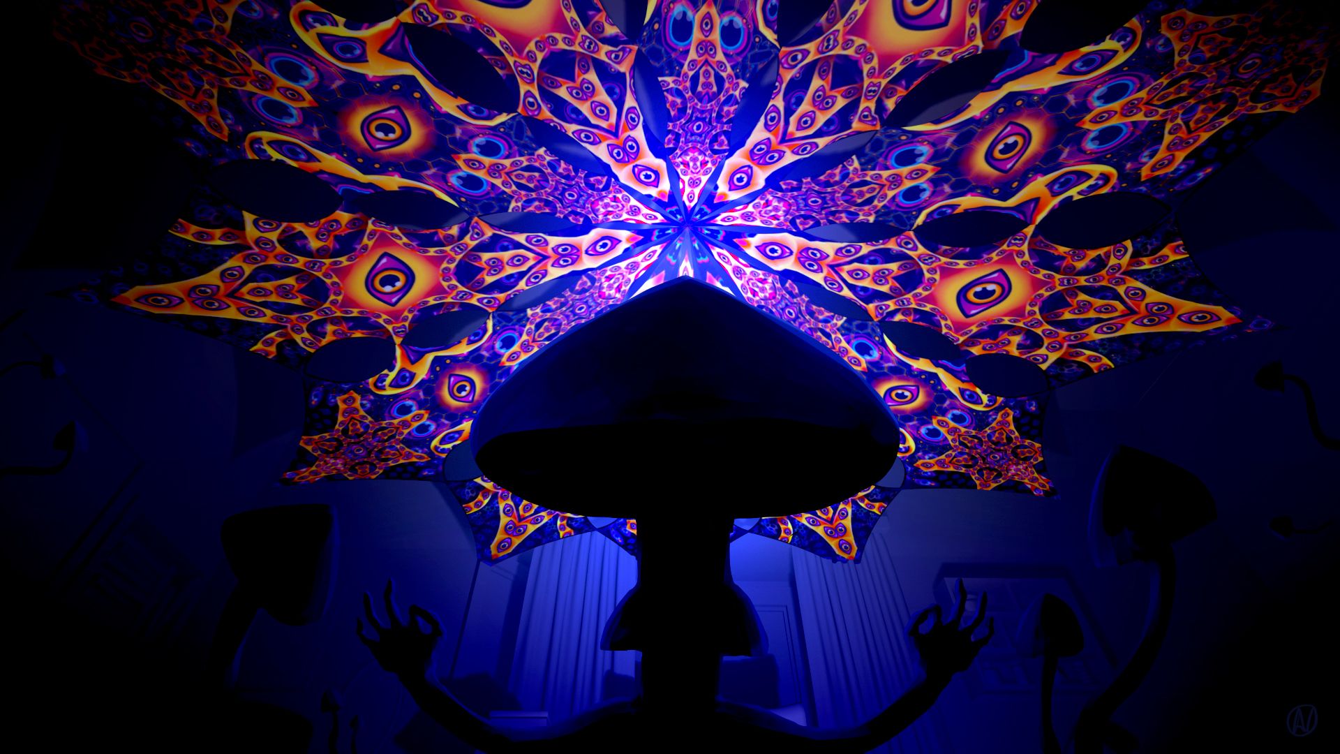 Abracadabra & Magic Mushrooms Psychedelic Wallpaper