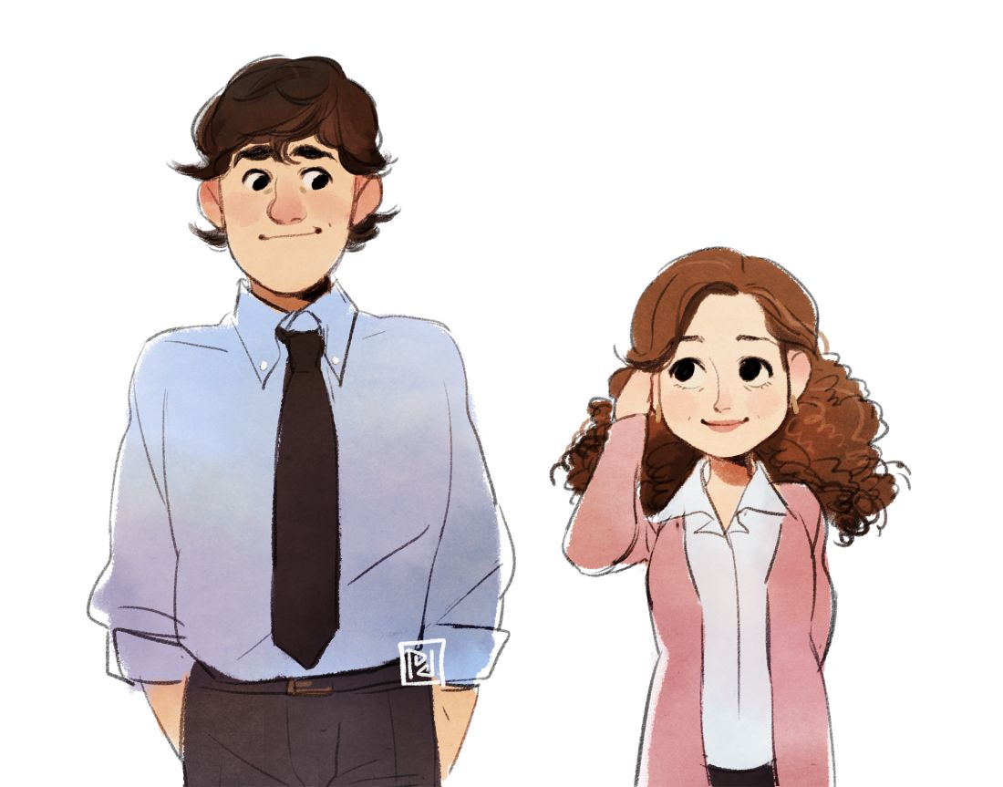 Jim and Pam. Office cartoon, Office poster, The office characters