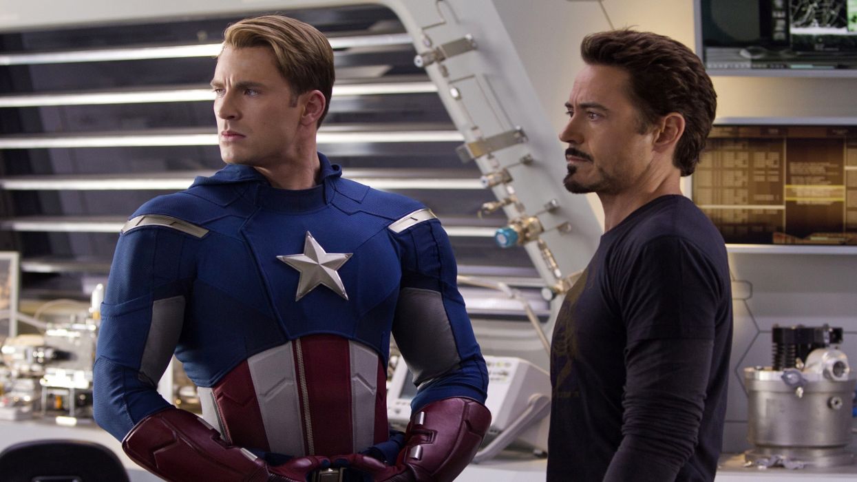 Iron Man Captain America Tony Stark Robert Downey Jr actors Chris Evans Steve Rogers The Avengers (movie) wallpaperx1440