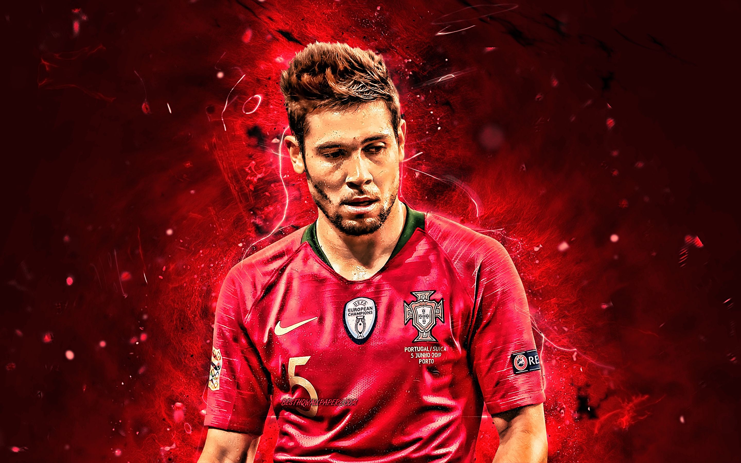 Download Wallpaper Raphael Guerreiro, Close Up, Portugal National Team, Soccer, Raphael Adelino Jose Guerreiro, Footballers, Neon Lights, Portuguese Football Team For Desktop With Resolution 2880x1800. High Quality HD Picture Wallpaper