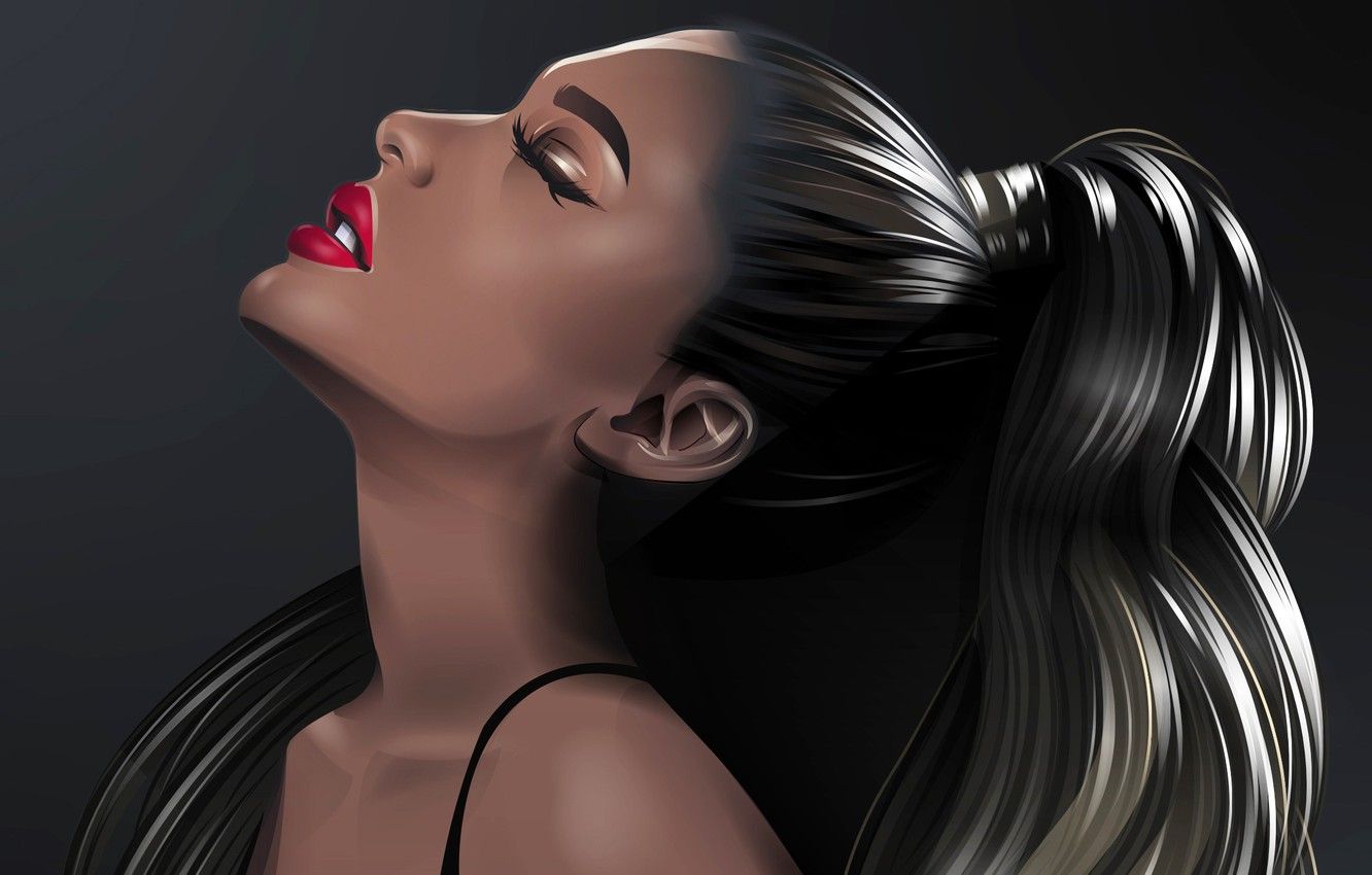 Wallpaper girl, makeup, lips, Ariana Grande image for desktop, section арт