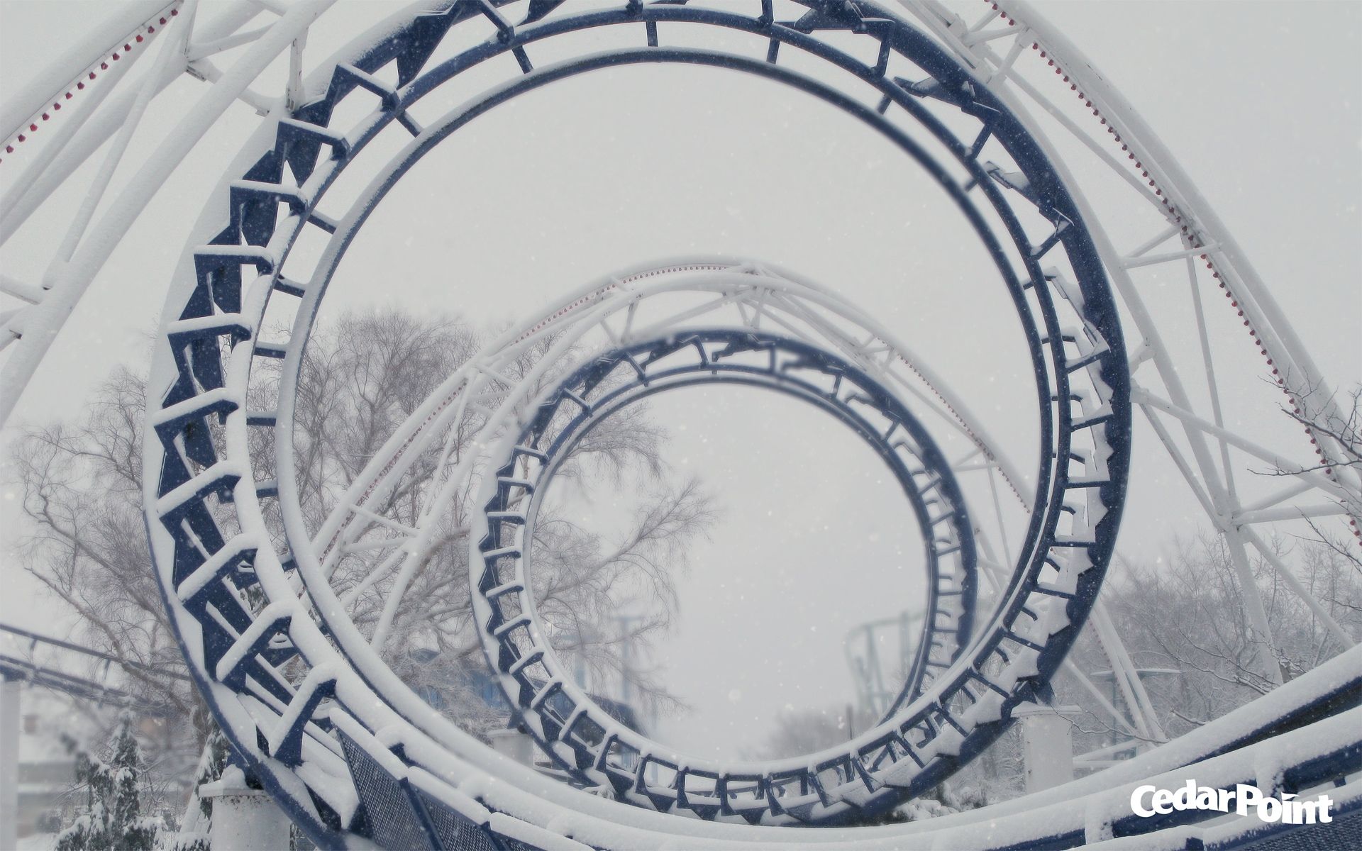 Wallpaper, sunset, corkscrew, winter, coasters, roller, park, inside, rides