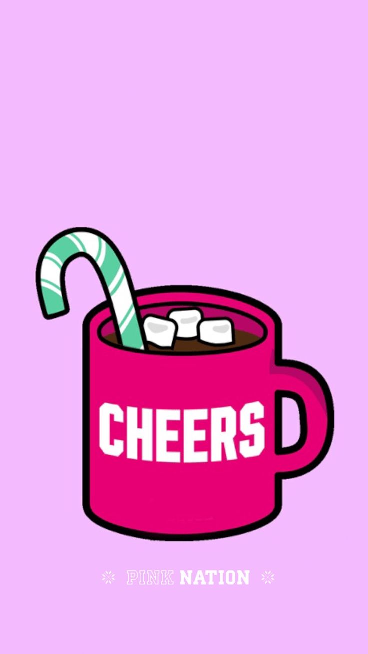 Pink nation wallpaper Victoria's Secret VS pink coffee Christmas iPhone background marshmallows peppermint candy cane made