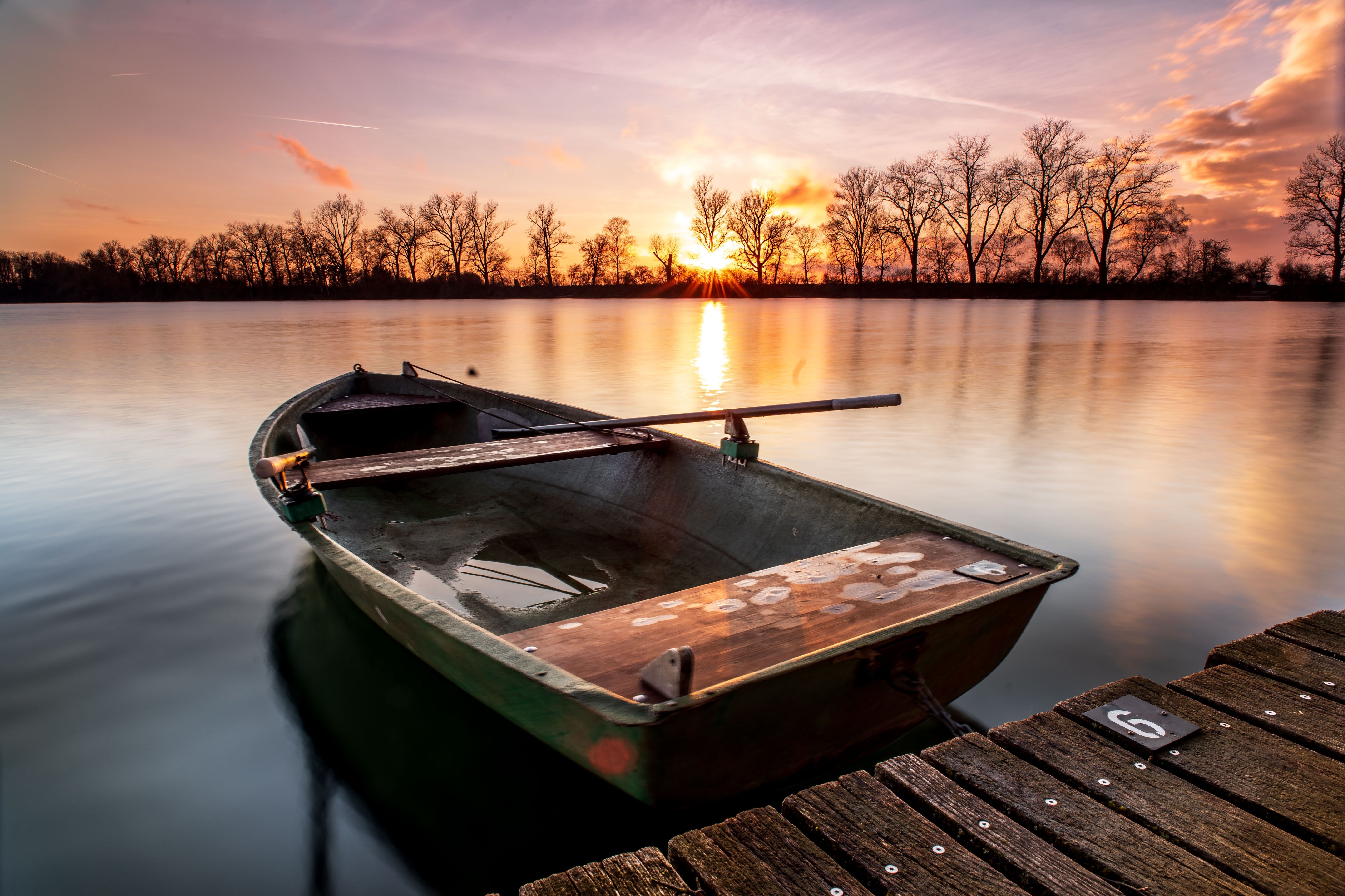 Wooden Boat In River Wallpapers Wallpaper Cave