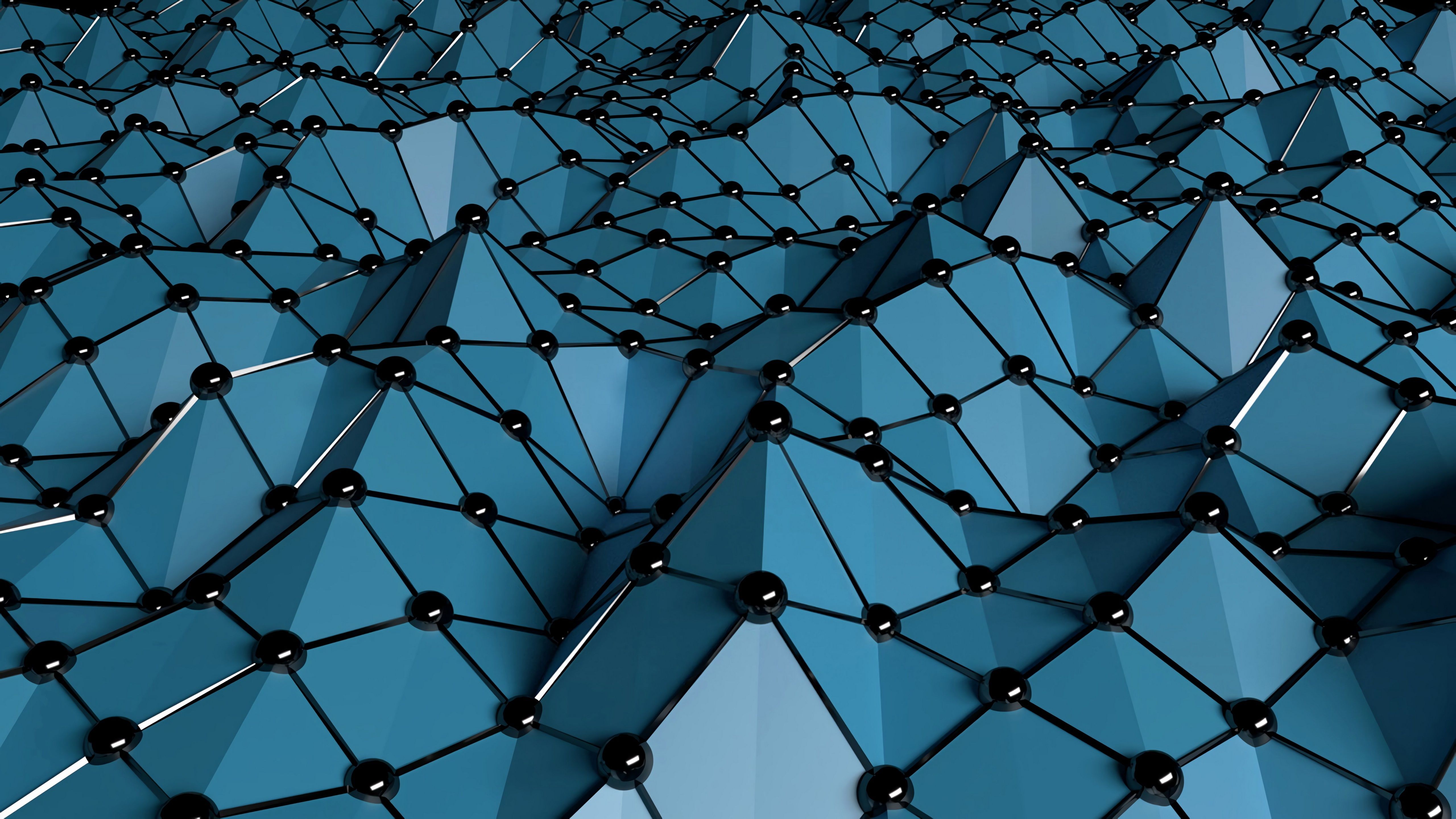 3D Blue polygonal mesh Wallpaper 5k Ultra HD