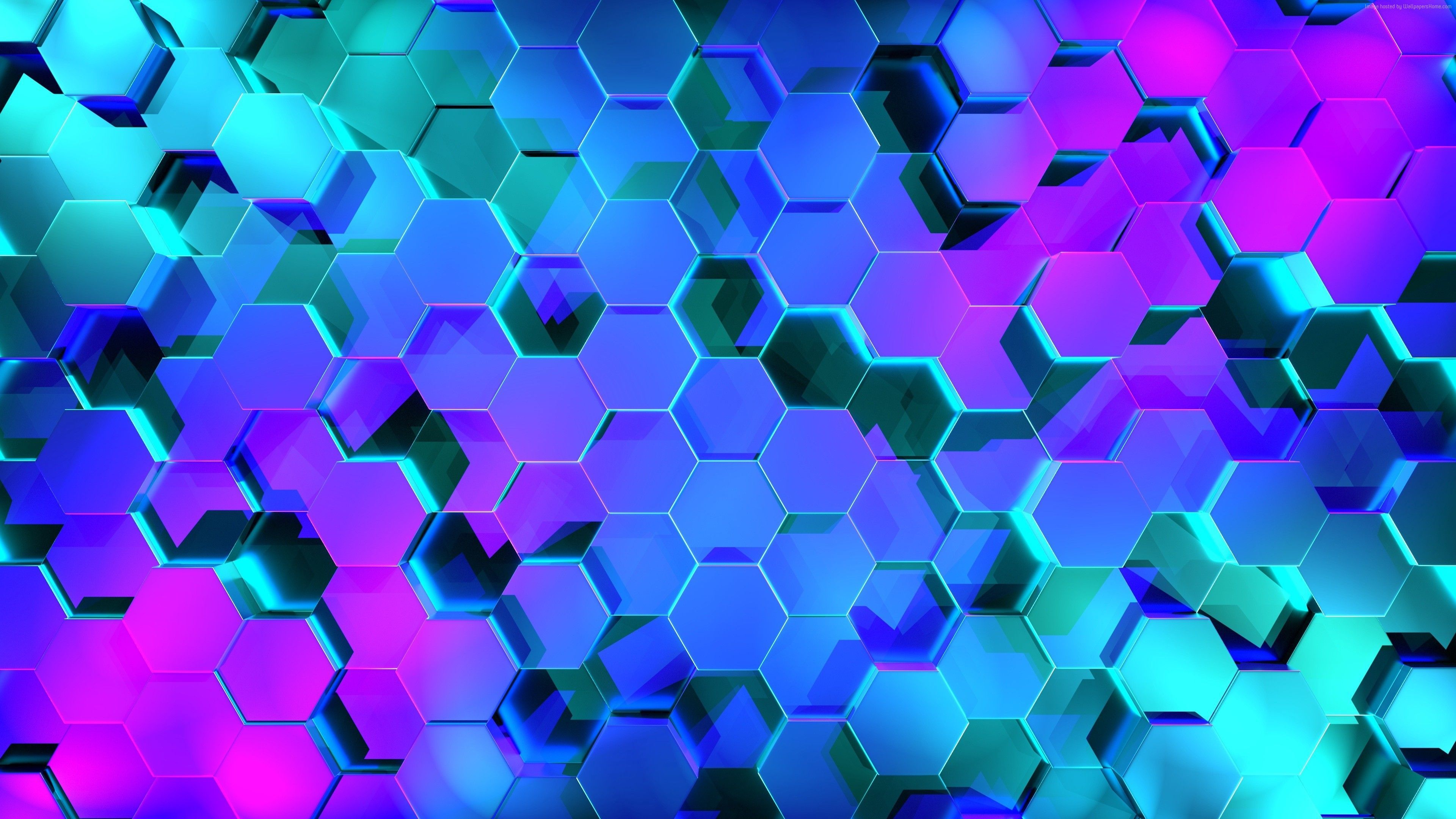 Wallpaper Geometry, Hexagon, Colors, 3D, 4K, Abstract / Wallpaper Geom. Hexagon Wallpaper, Pattern Wallpaper, Background Image Wallpaper