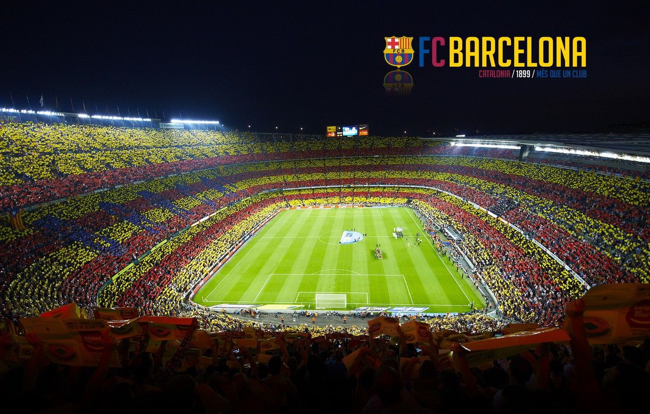 Wallpaper stadium, football, Camp Nou, FC Barcelona, at night, My As A Club image for desktop, section спорт