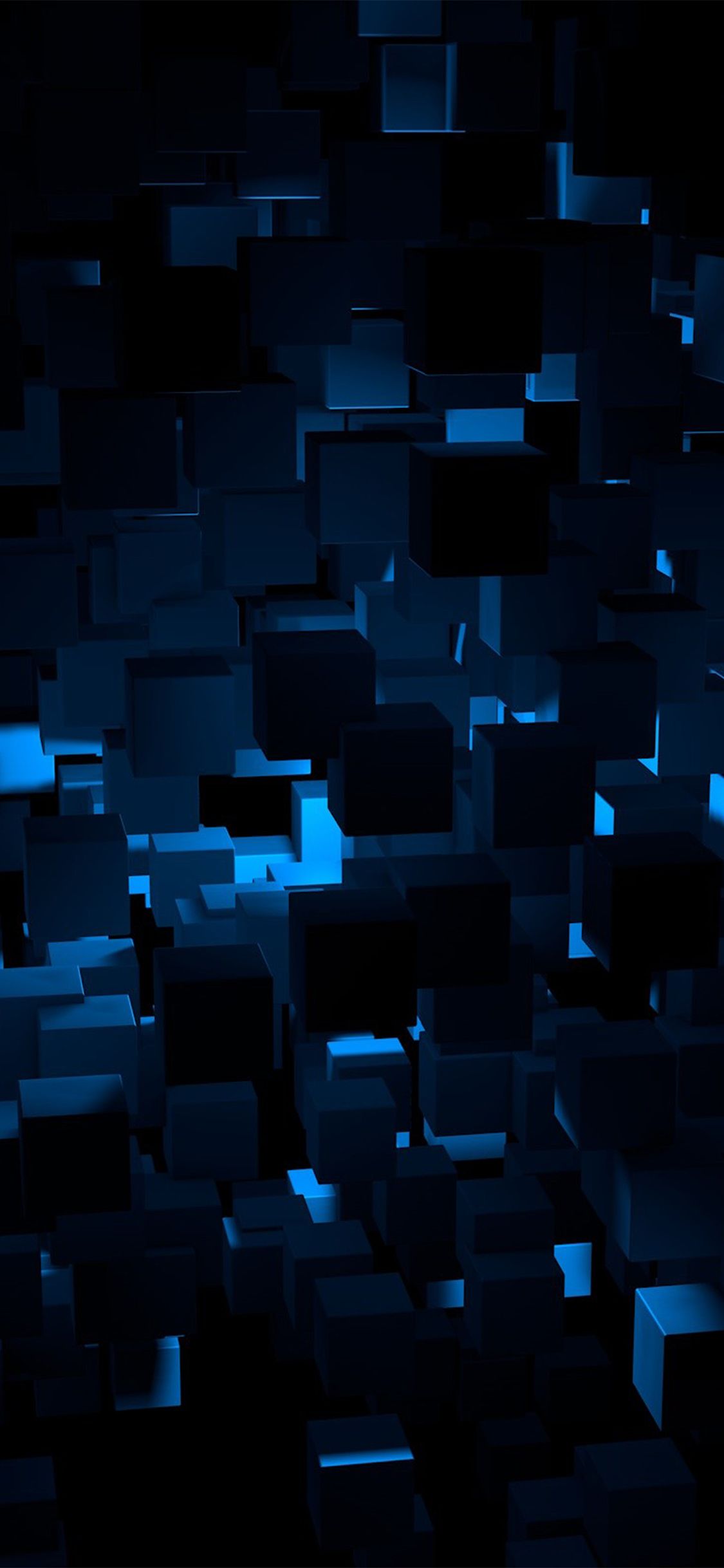 Cube Dark Blue Abstract Pattern Wallpaper