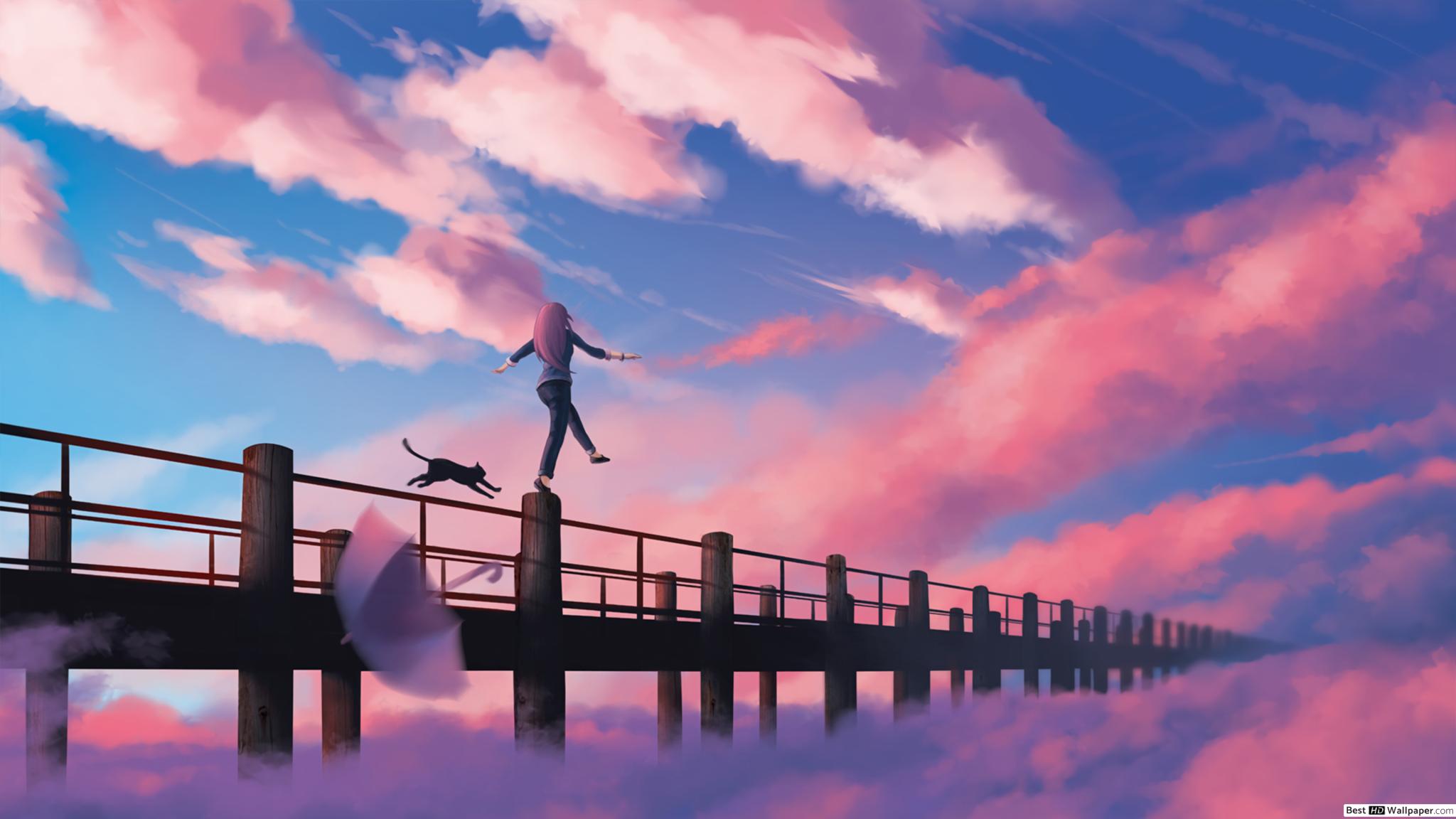 Artislik Anime Girl Cloud HD wallpaper download