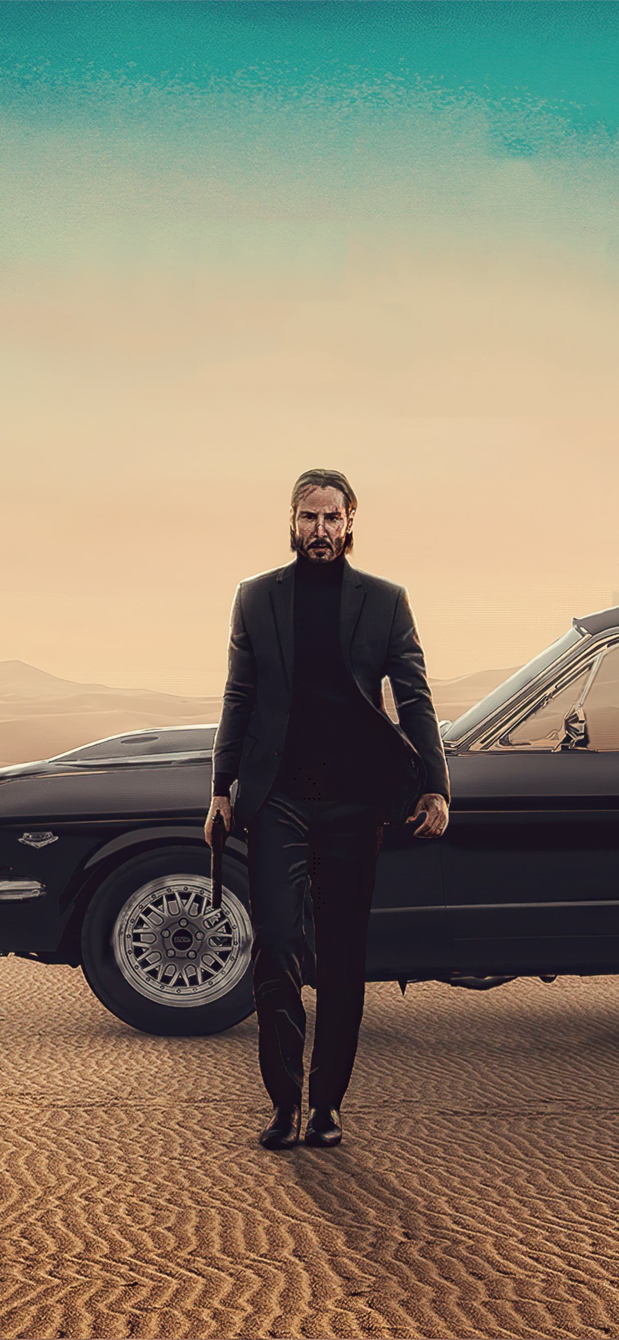 john wick with mustang iPhone X Wallpaper Free Download