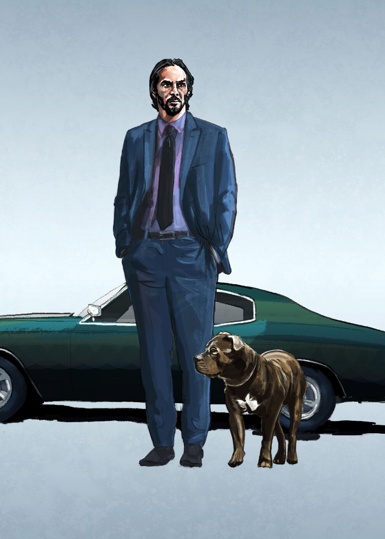 John Wick with Mustang 1536x2152 Resolution Wallpaper, HD Movies 4K Wallpaper, Image, Photo and Background
