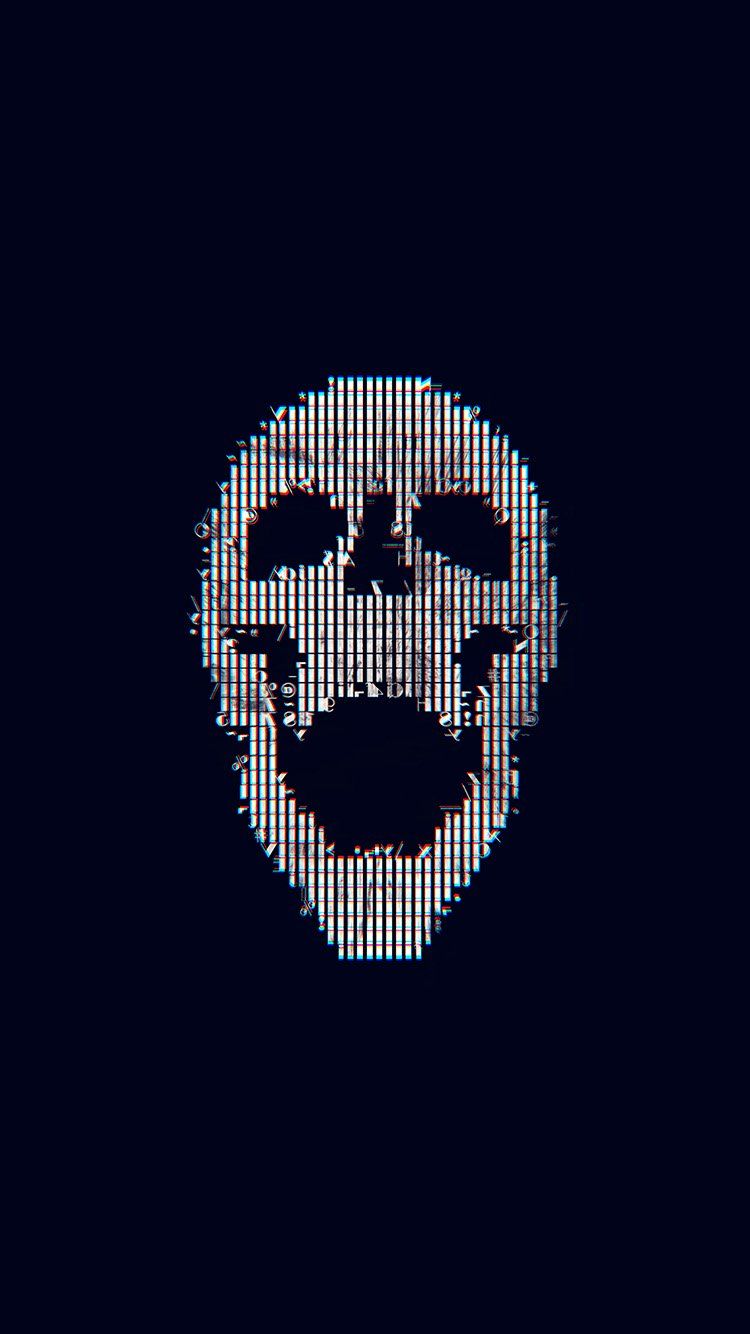 Digital Skull Bw Black Art Illustration Simple Minimal Wallpaper