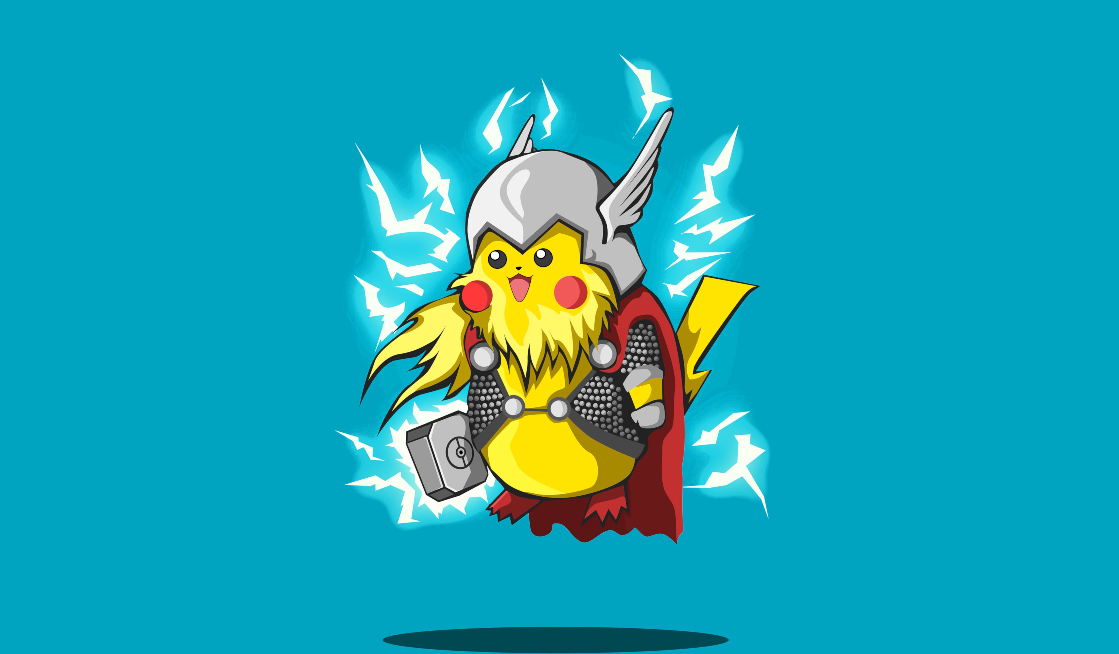 Pikachu Thor Minimalism 4k, HD Superheroes, 4k Wallpaper, Image, Background, Photo and Picture