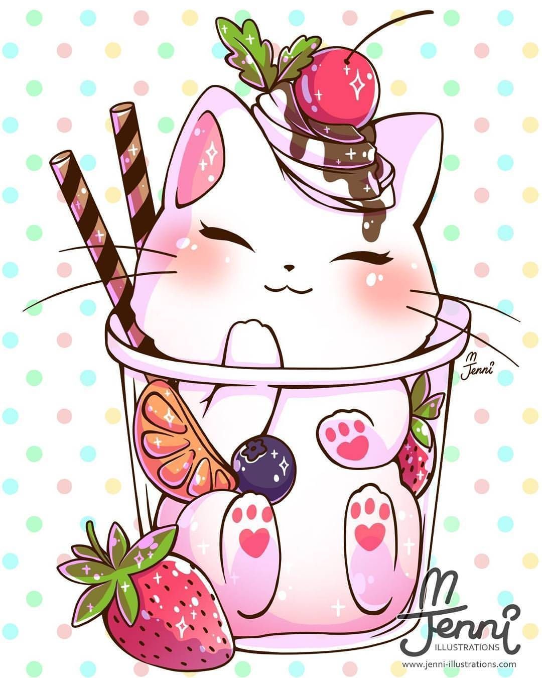 Strawberry Cat Wallpapers Wallpaper Cave