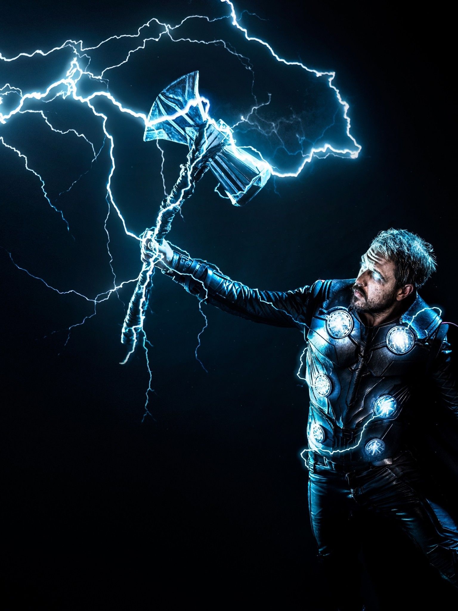 Download 1536x2048 Thor, Hammer, Lightning, God Of Thunder Wallpaper for Apple iPad Mini, Apple IPad 3, 4