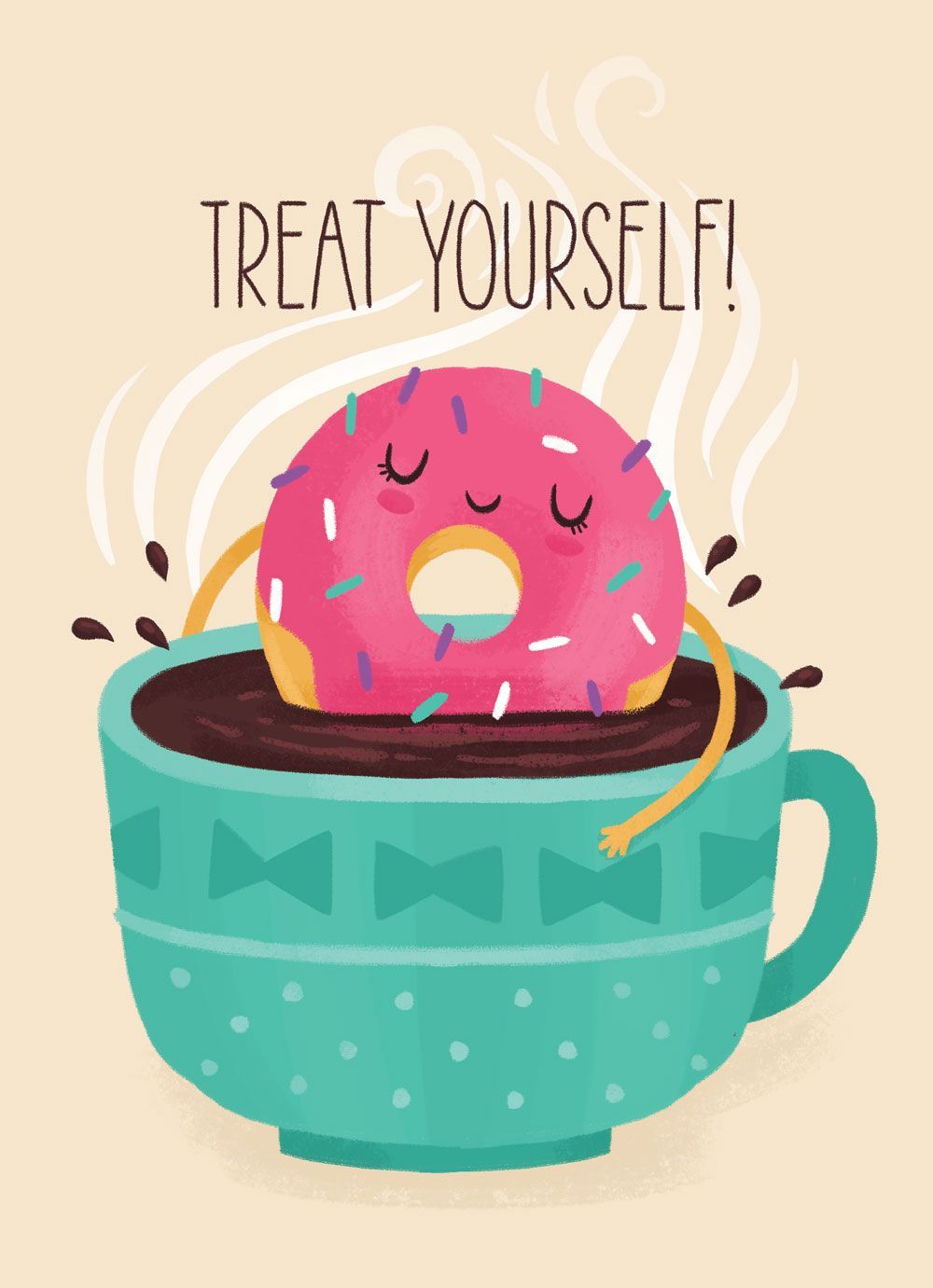 Treat Yourself. Well, don't mind if we do! #Coffee #Art #Donuts #MrCoffee. Donut art, Cute drawings, Cute illustration