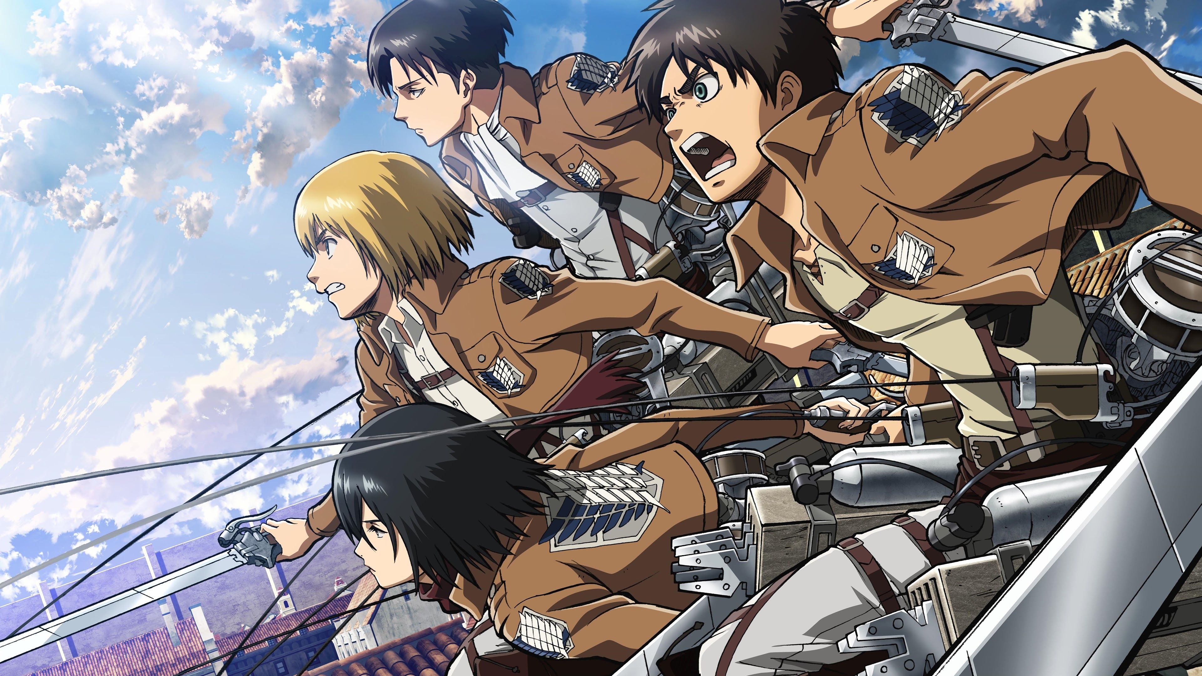 Eren Mikasa Armin Levi Attack on Titan 8K Wallpaper