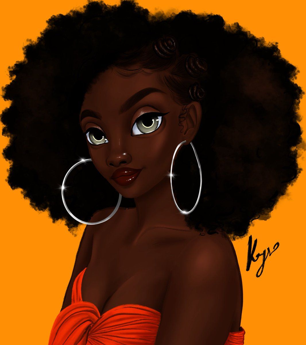 Girl with afro cartoon