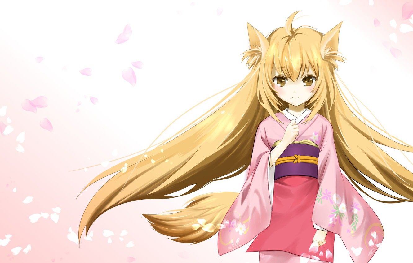 Wallpaper art, girl, Fox, Konohana Kitan image for desktop, section сэйнэн