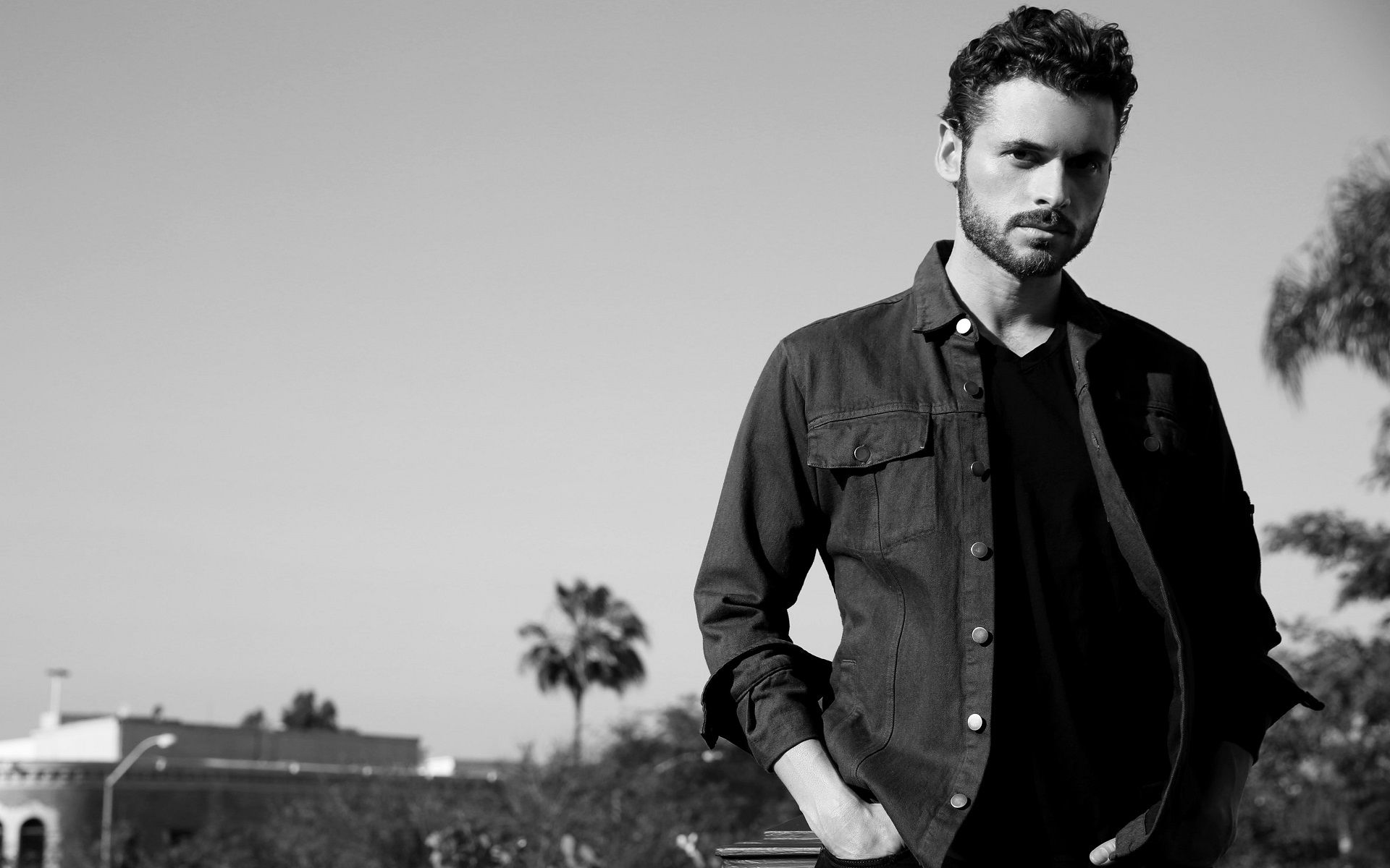 Actor, Adan Canto, Beard, Black & White, Boy Wallpaper