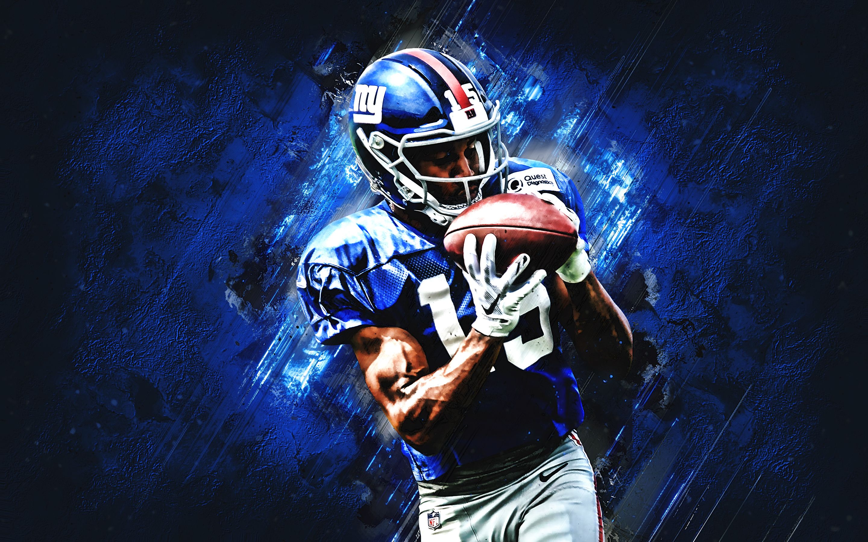Download wallpaper Golden Tate, New York Giants, NFL, portrait, american football, blue stone background, National Football League, Golden Herman Tate III for desktop with resolution 2880x1800. High Quality HD picture wallpaper