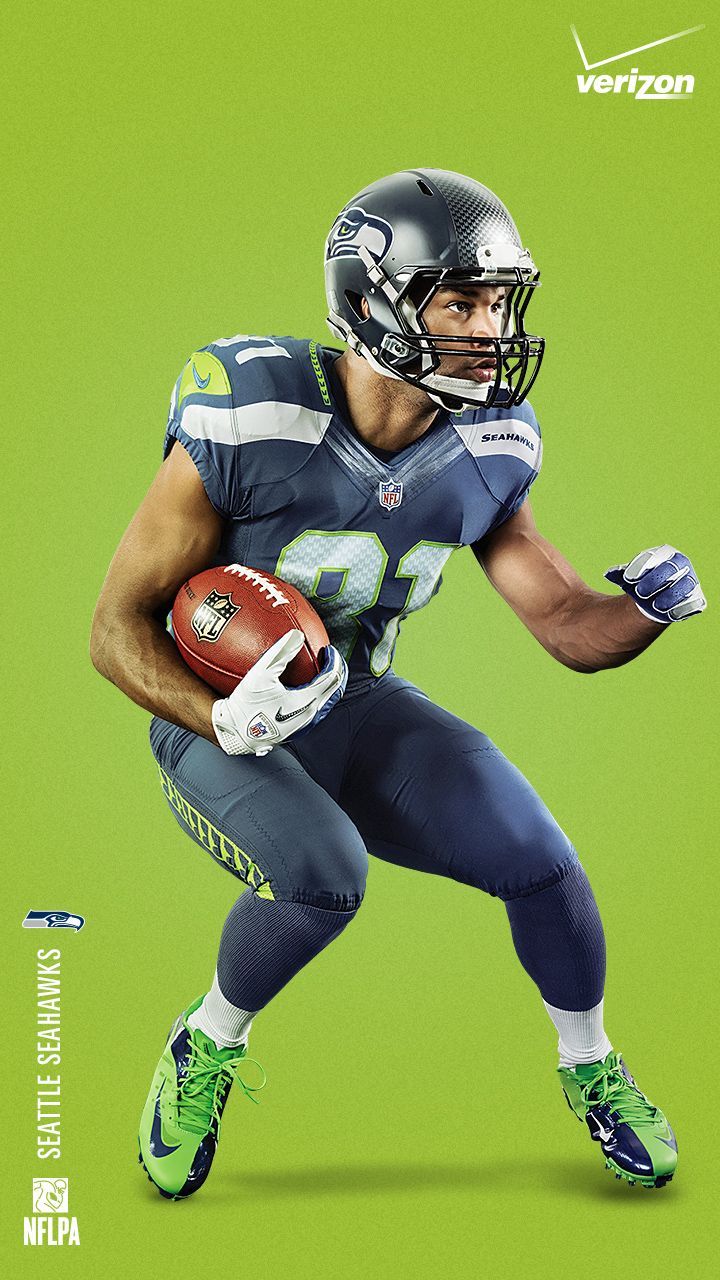 Watch Golden Tate soar with this exclusive smartphone wallpaper from Verizon Wireless. Seattle seahawks, Golden tate, Seahawks baby