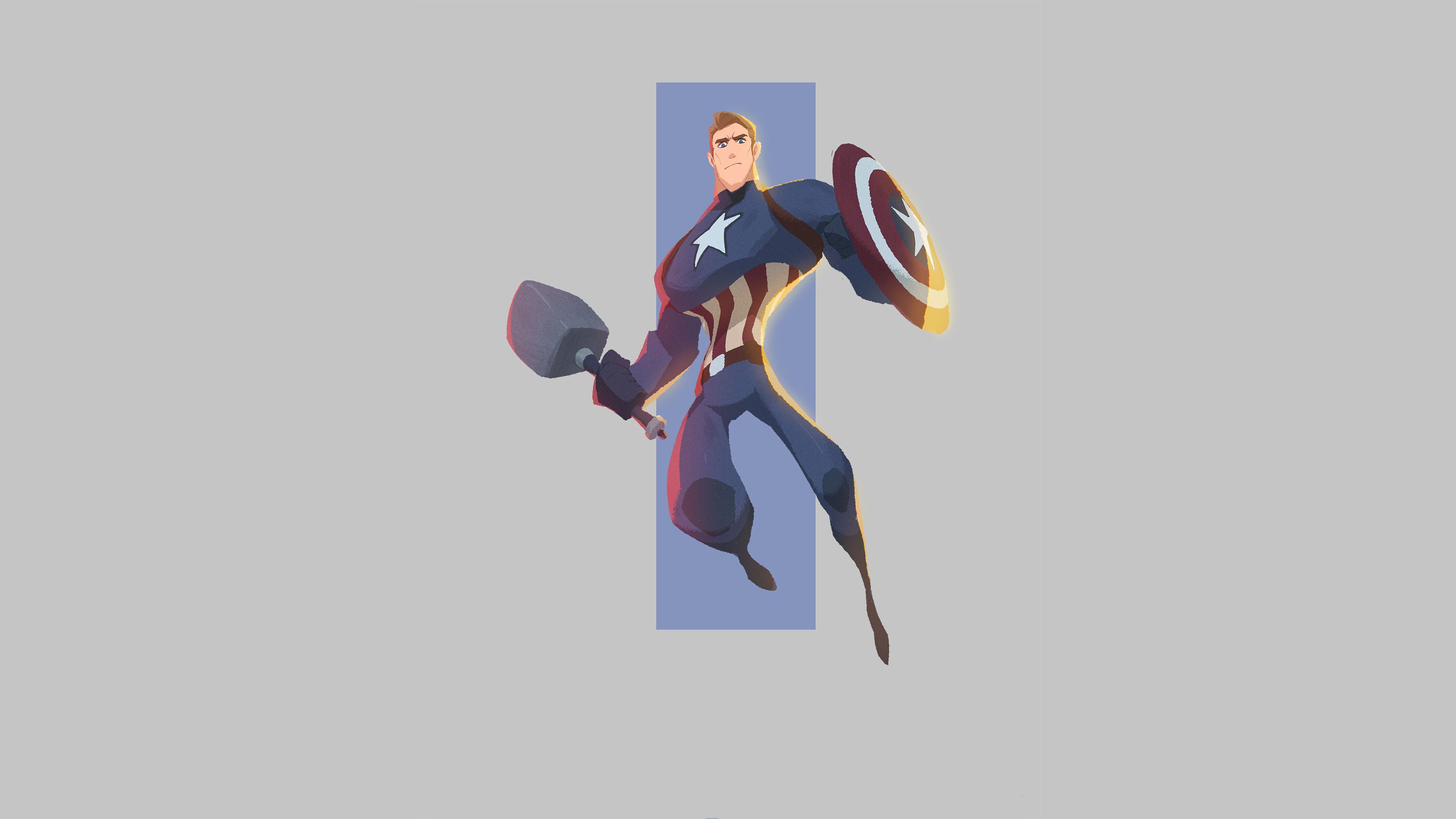 Captain America 4k Minimal Art, HD Superheroes, 4k Wallpaper, Image, Background, Photo and Picture