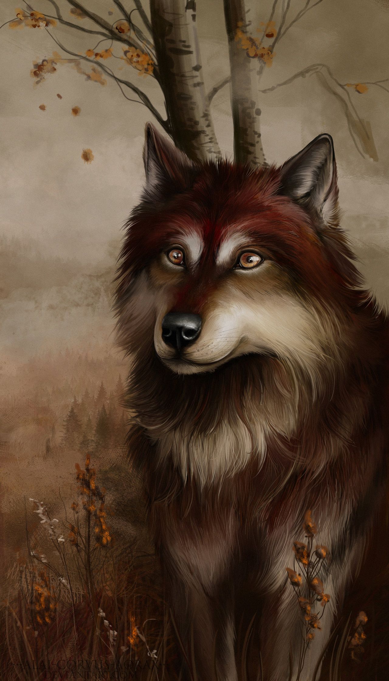 Autumn Wolf. Wolf art, Wolf artwork, Wolf dog