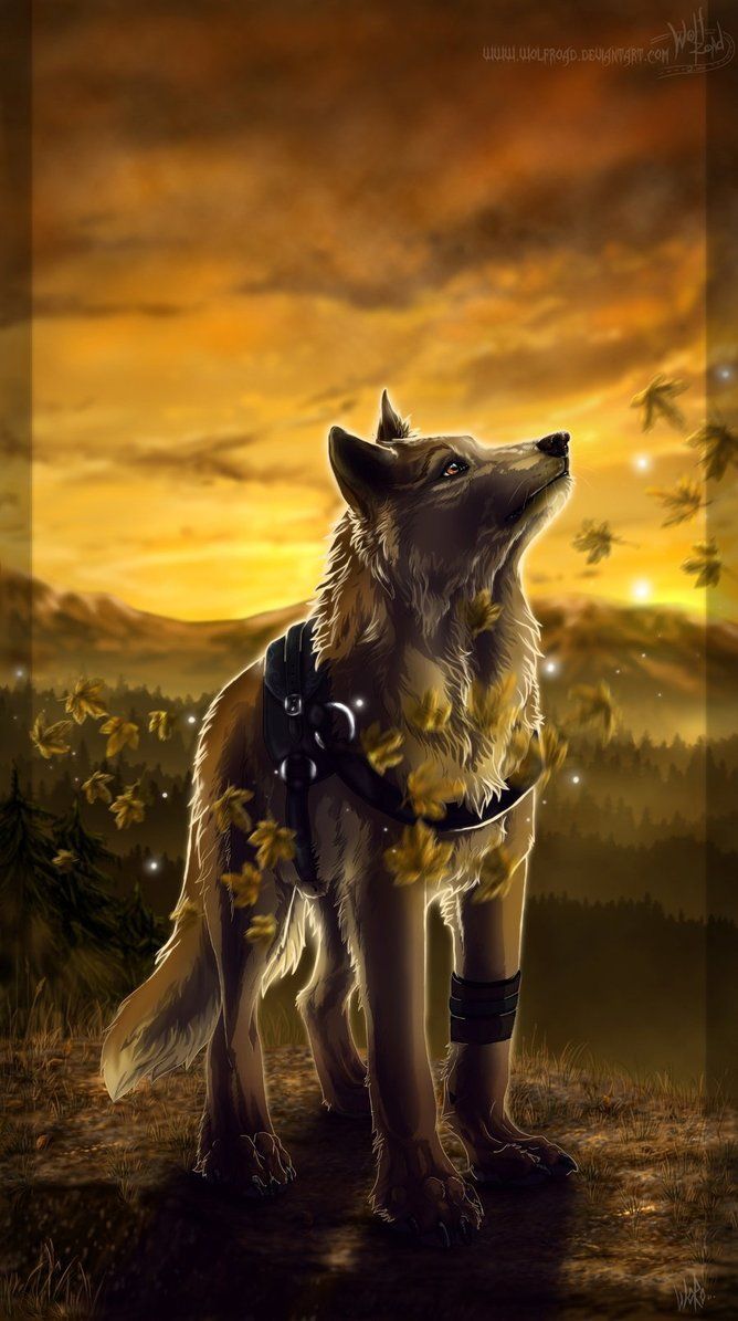 Voice of Autumn by WolfRoad. Wolf painting, Magical wolf, Wolf art
