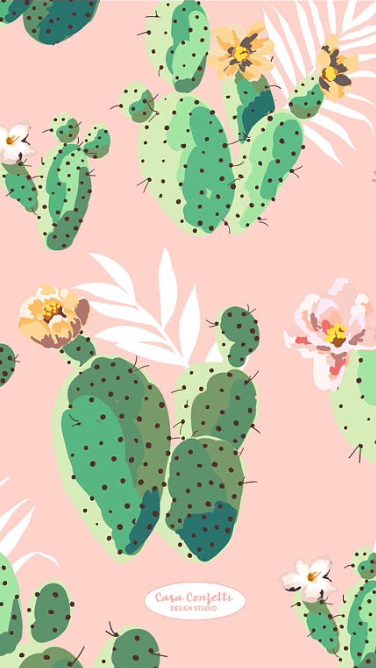 Pink Cactus iPad Wallpaper