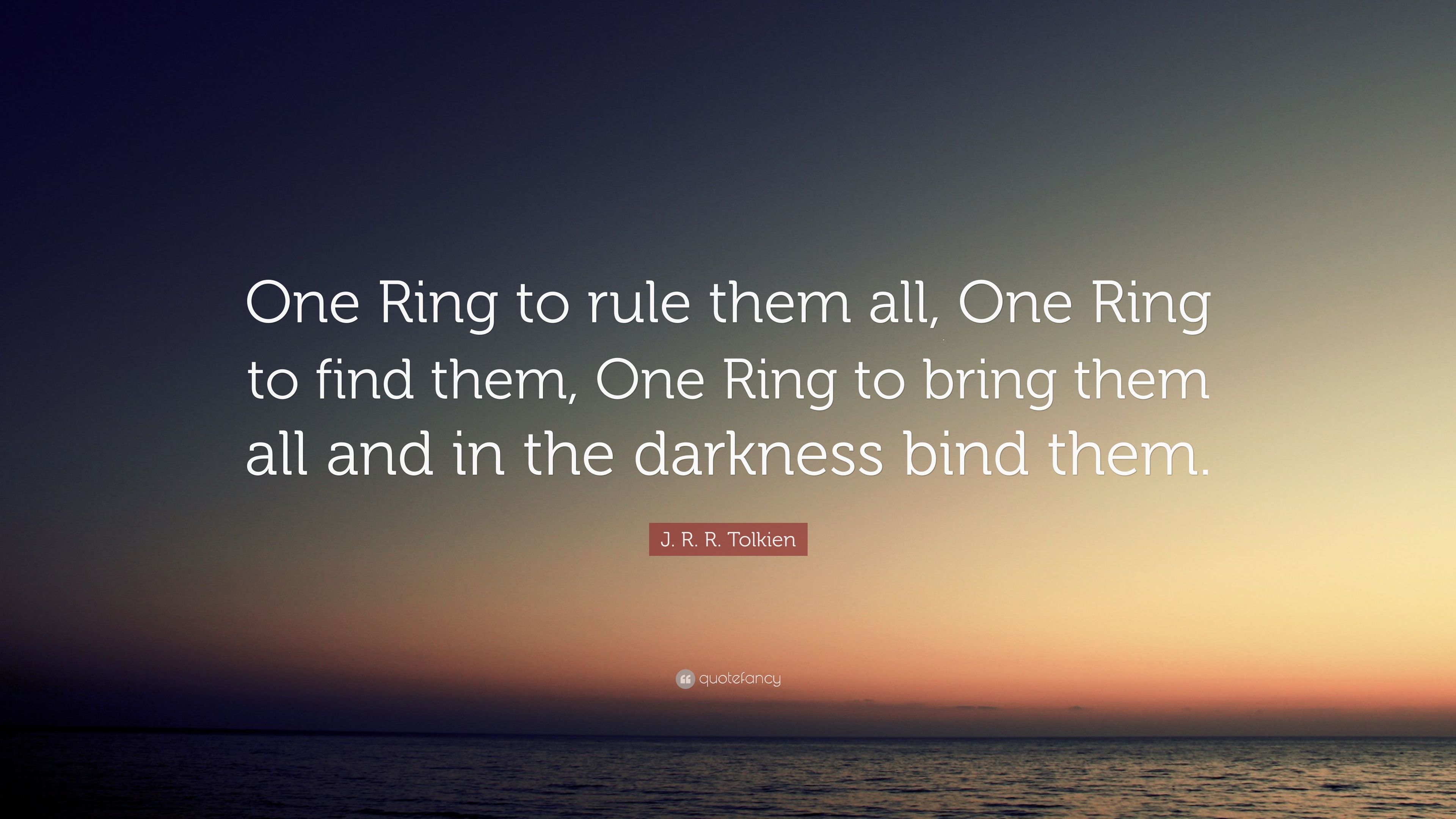 J. R. R. Tolkien Quote: “One Ring to rule them all, One Ring to find them, One Ring to bring them all and in the darkness bind them.” (12 wallpaper)