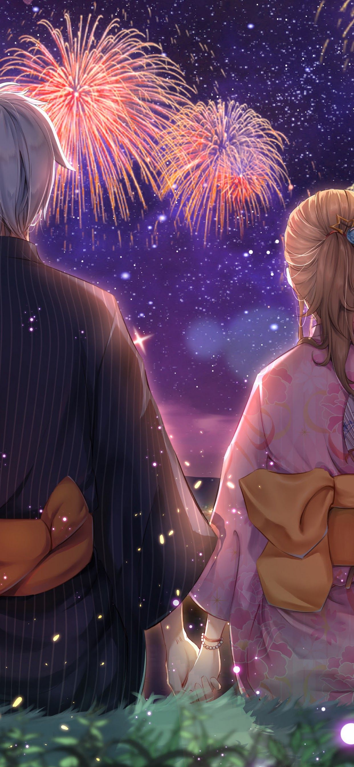 Anime, Couple, Fireworks, Kimono, 4k, Of An Era By Really Slow Motion