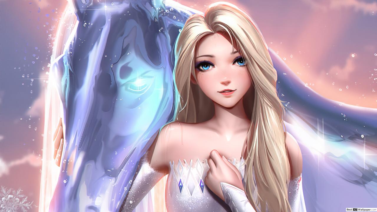 Frozen 2, Elsa with Water Horse HD wallpaper download