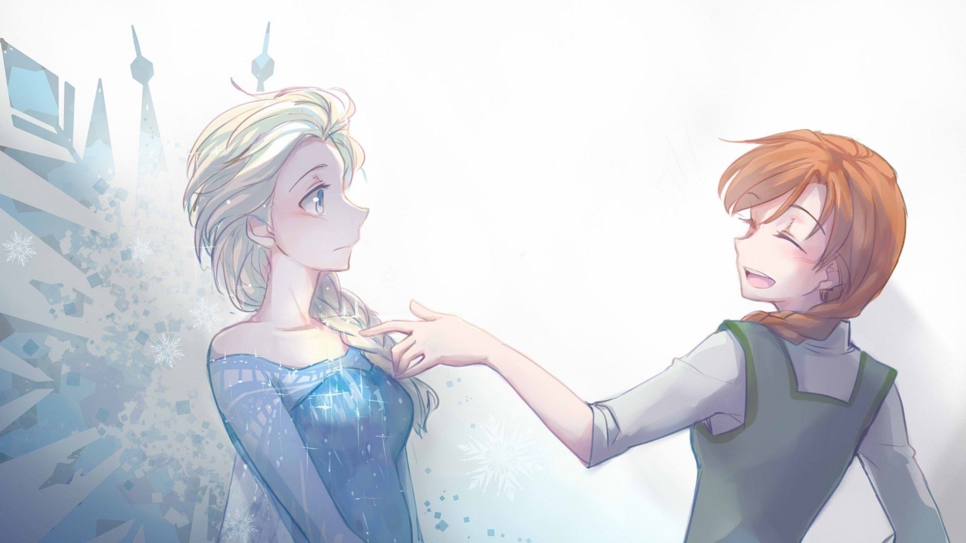 Download 1920x1080 Frozen, Elsa, Anime Style, The Snow Queen Wallpaper for Widescreen