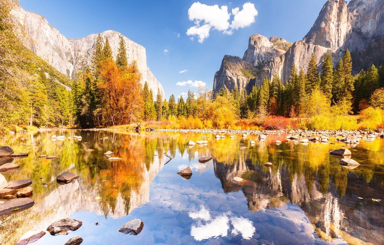 Wallpaper autumn, the sky, clouds, nature, Yosemite national Park image for desktop, section природа