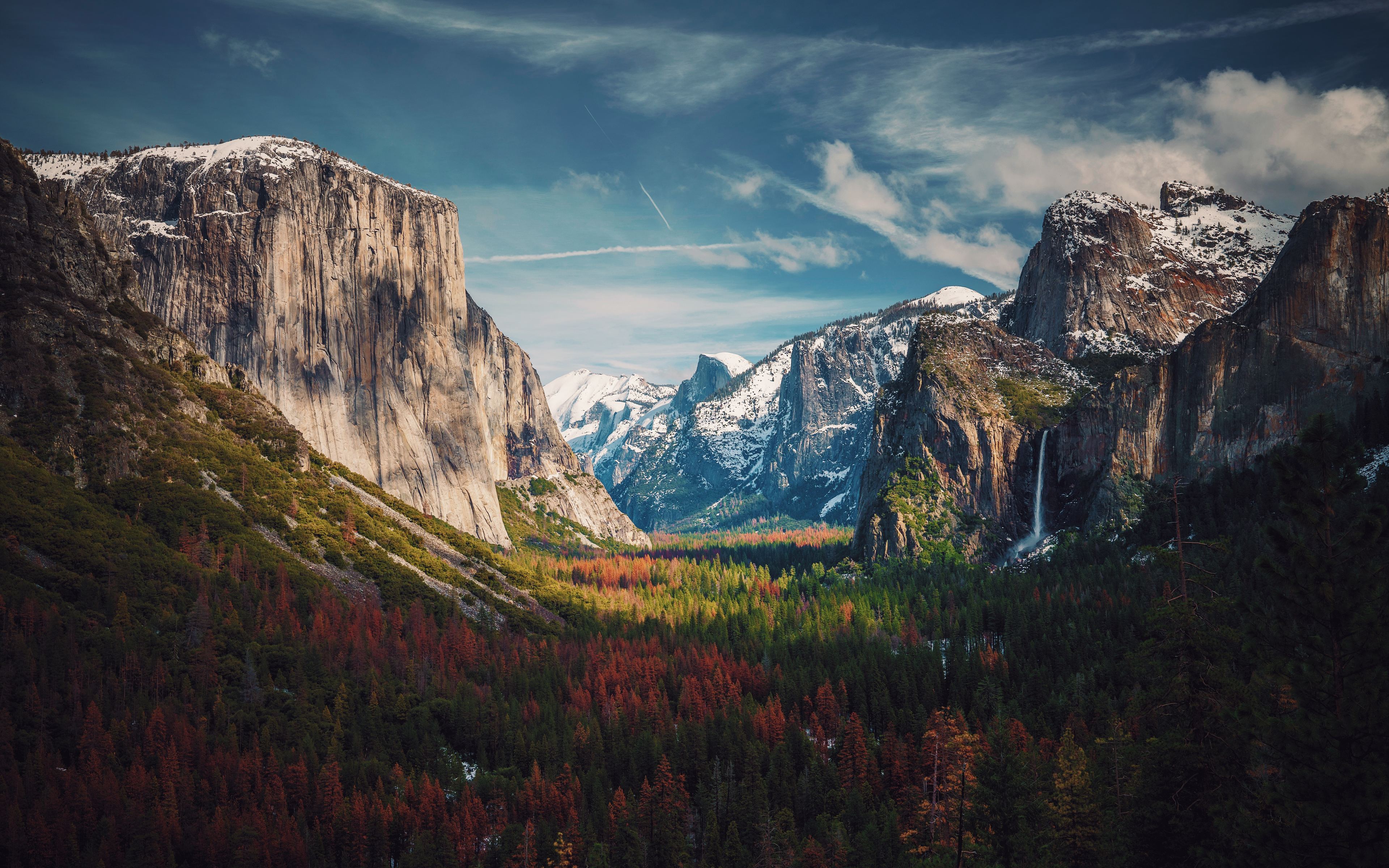 Download wallpaper Yosemite Valley, USA, autumn, forest, mountains, Yosemite National Park, Sierra Nevada, 4k, America for desktop with resolution 3840x2400. High Quality HD picture wallpaper
