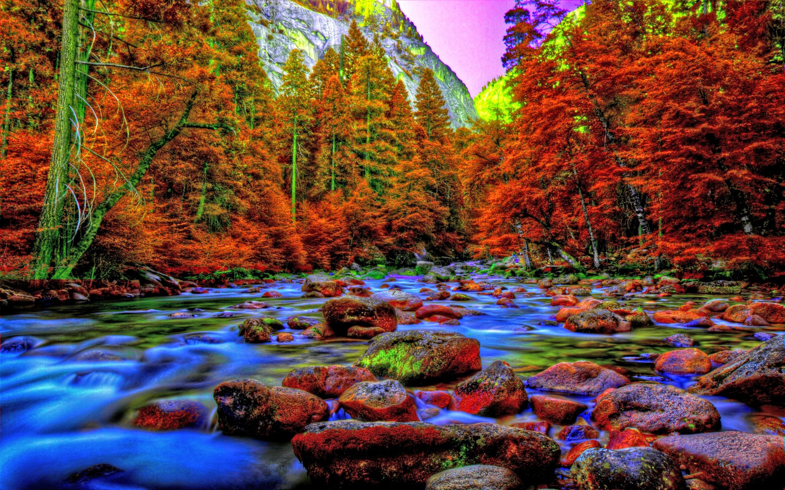 Yosemite Valley In Autumn Beautiful Mountain River National Park California USA Desktop Wallpaper HD 2560x1600, Wallpaper13.com