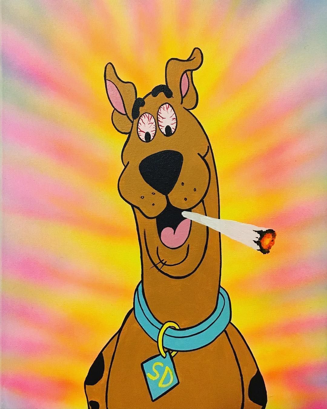 Scooby DOOBIE Doo. Trippy cartoon, Simpsons art, Hippie painting