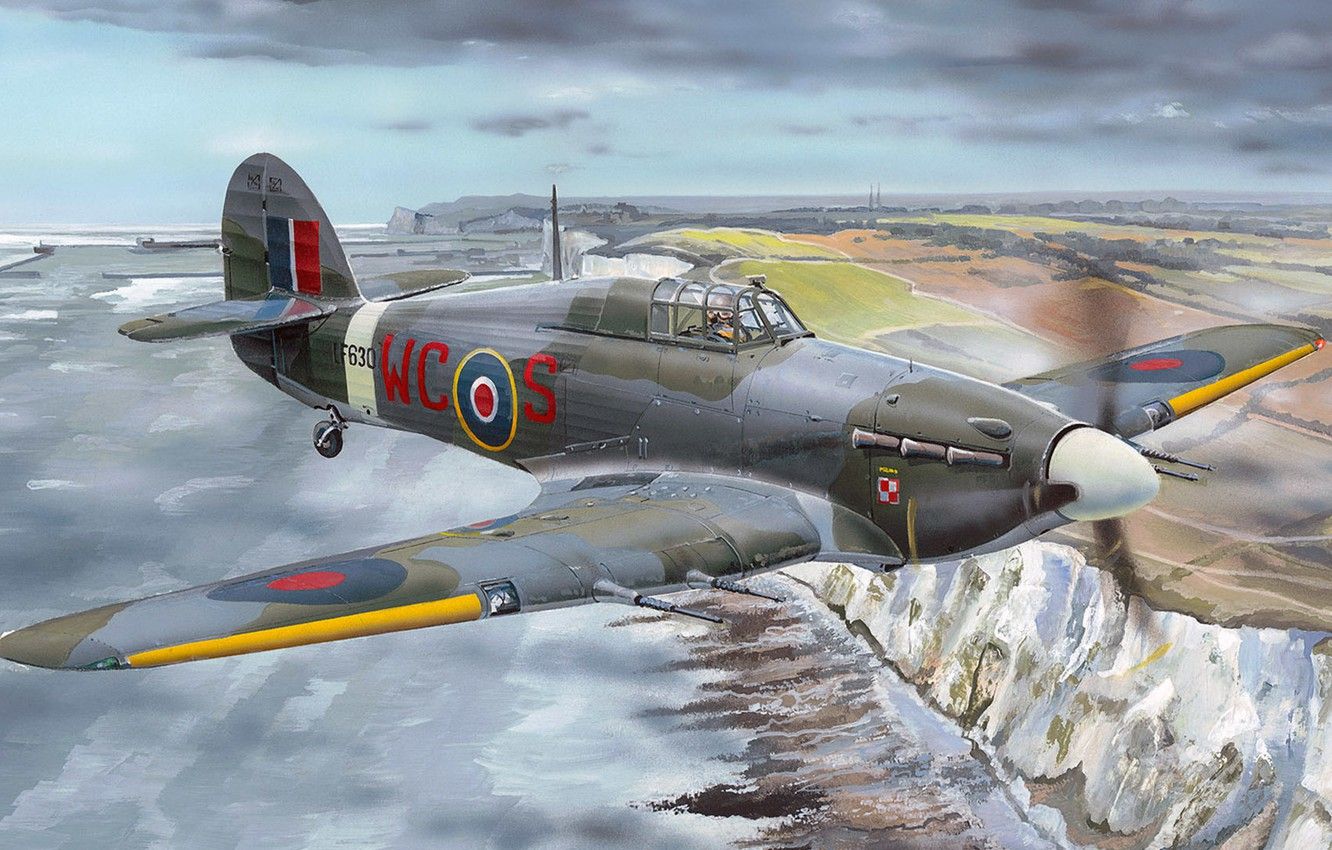 Wallpaper Figure, Art, British Single Seat Fighter, Intruder, Hawker Hurricane Mk.IIc Image For Desktop, Section авиация