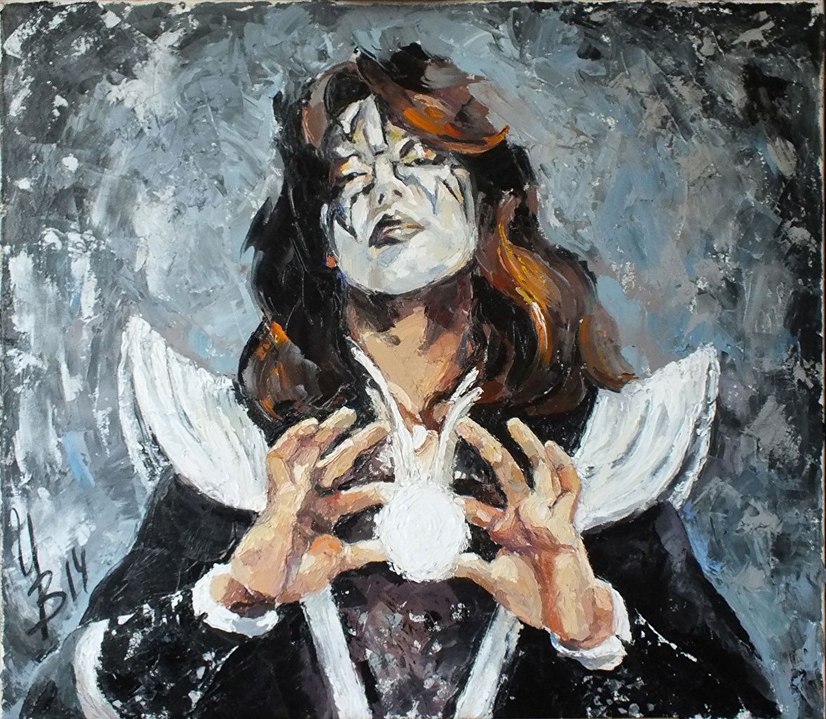 Picture Kiss Men Ace Frehley Music Hands Painting Art