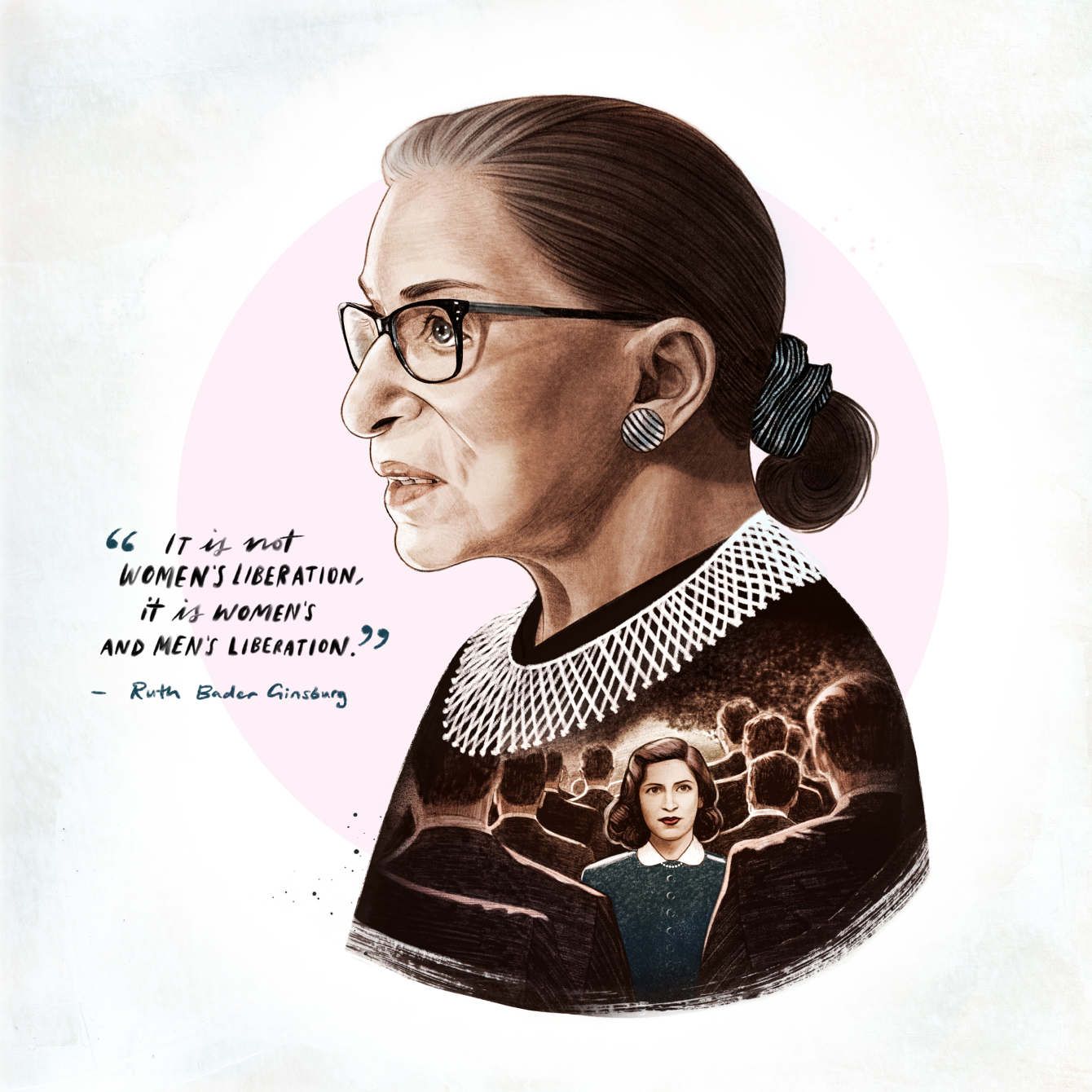 Ruth Bader Ginsburg UK Green Illustration