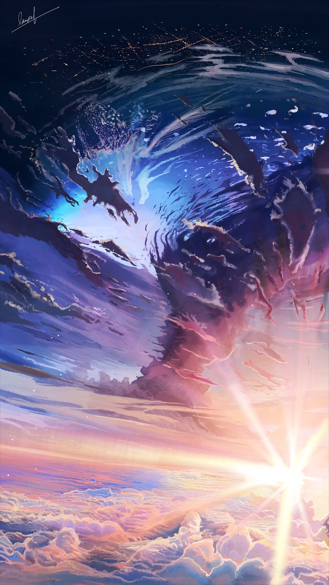 Anime #sky #Wallpaper #View #Beautiful #background #Art #Sunset #AnimeWallpaper. Fantasy art landscapes, Anime background wallpaper, Anime scenery wallpaper
